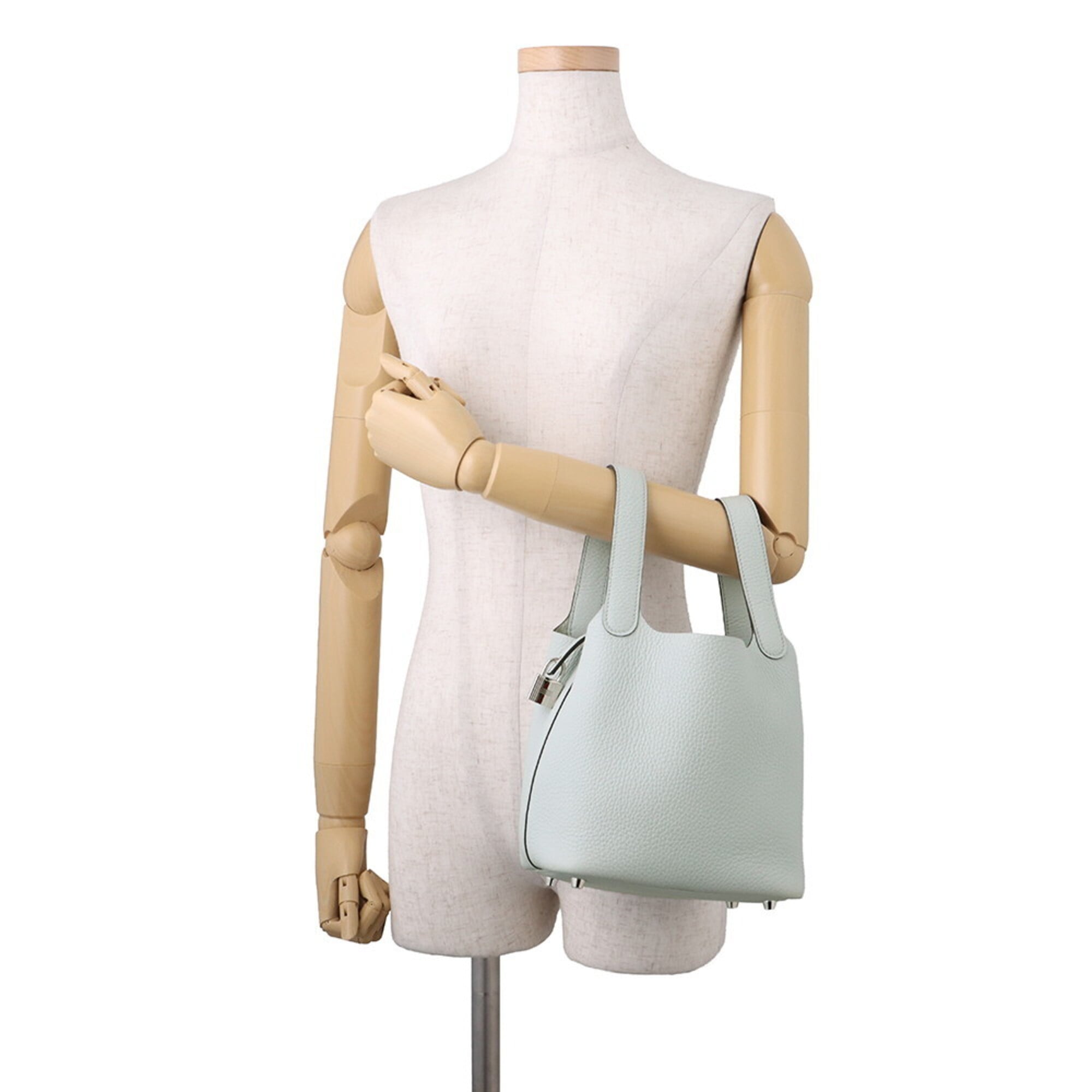 Hermes Picotin Silver Taurillon Clemence Leather Handbag (Pre-Owned)