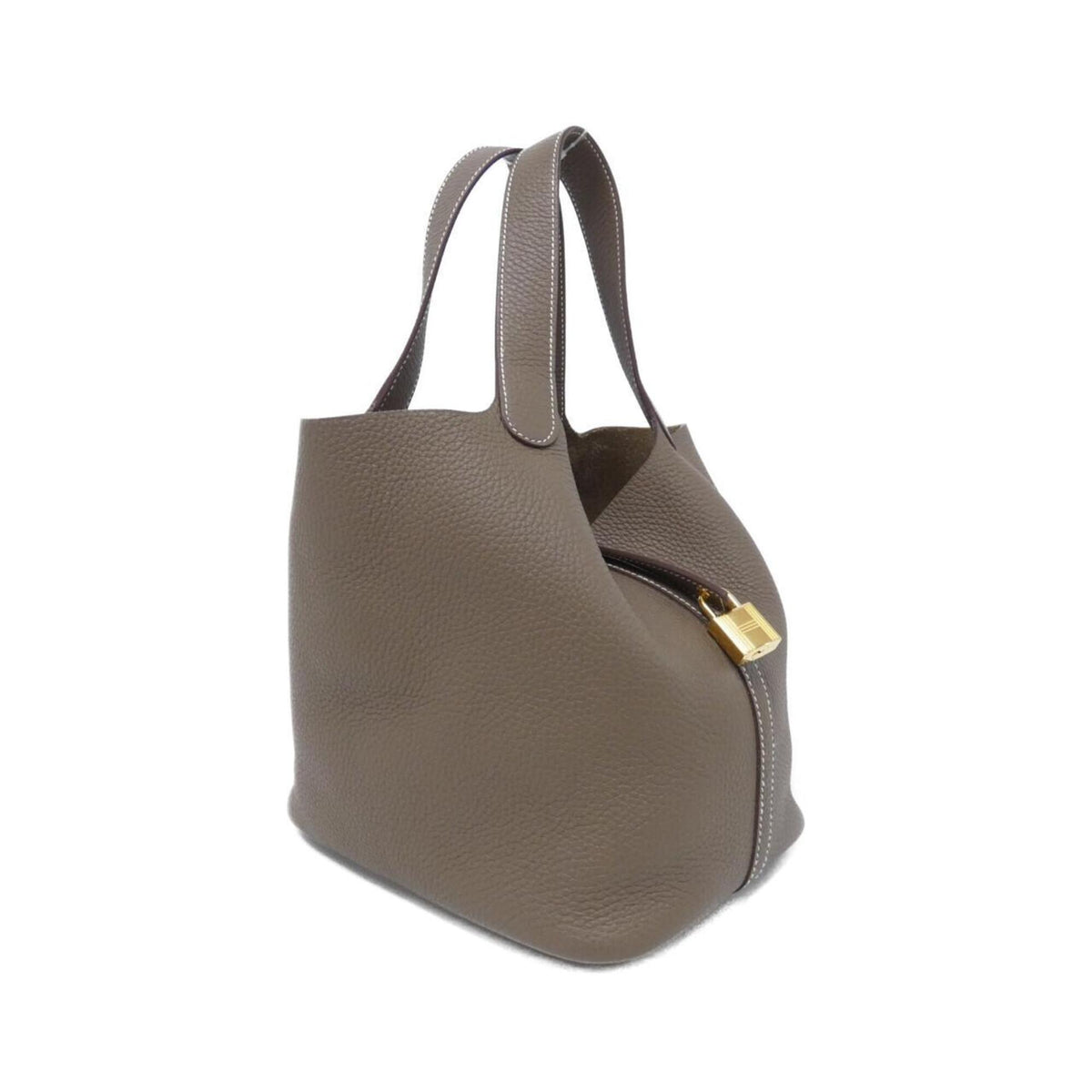 Hermes Etoupe Gray Taurillon Clemence Leather Handbag (Pre-Owned)