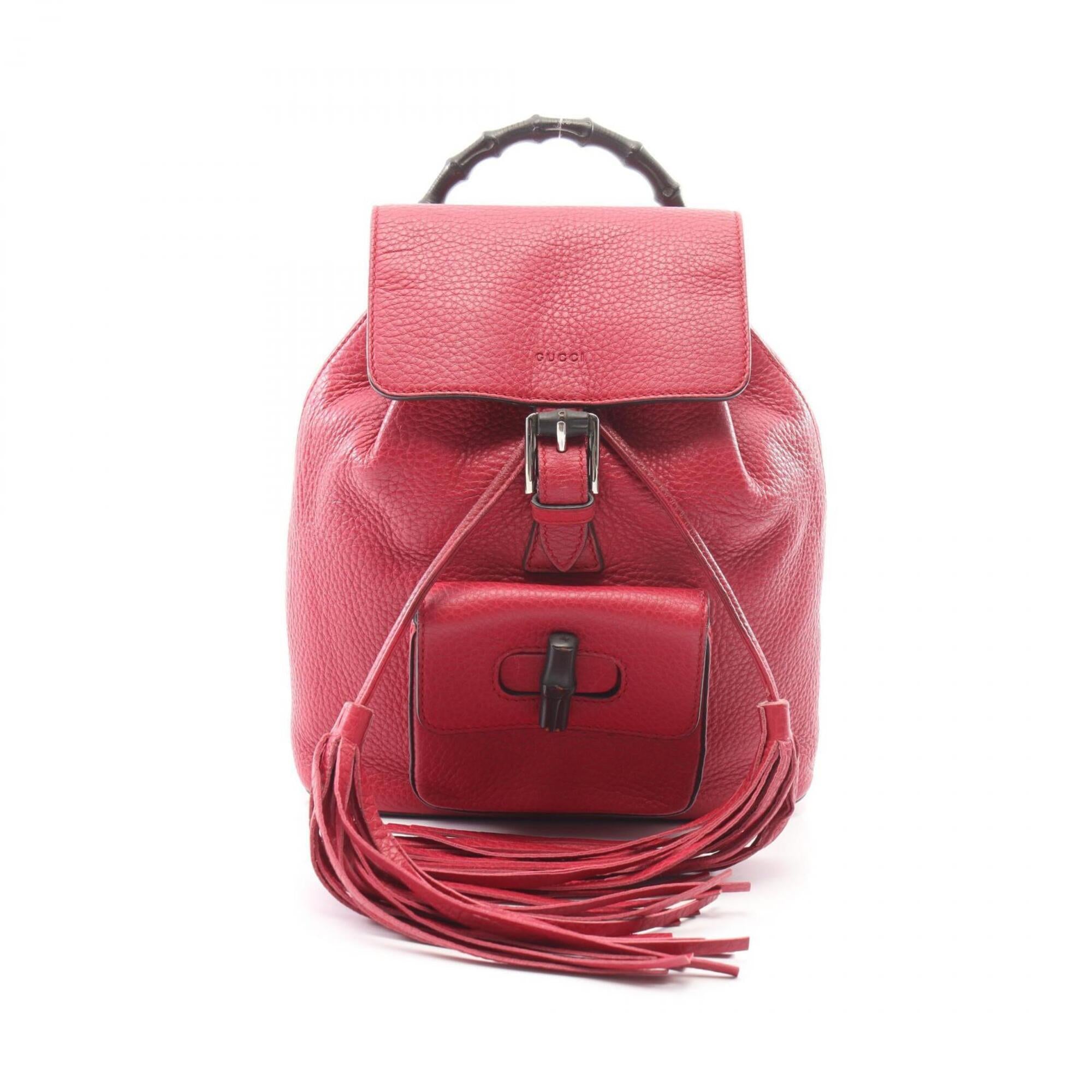 Gucci Red Color Leather Backpack (Pre-Owned)