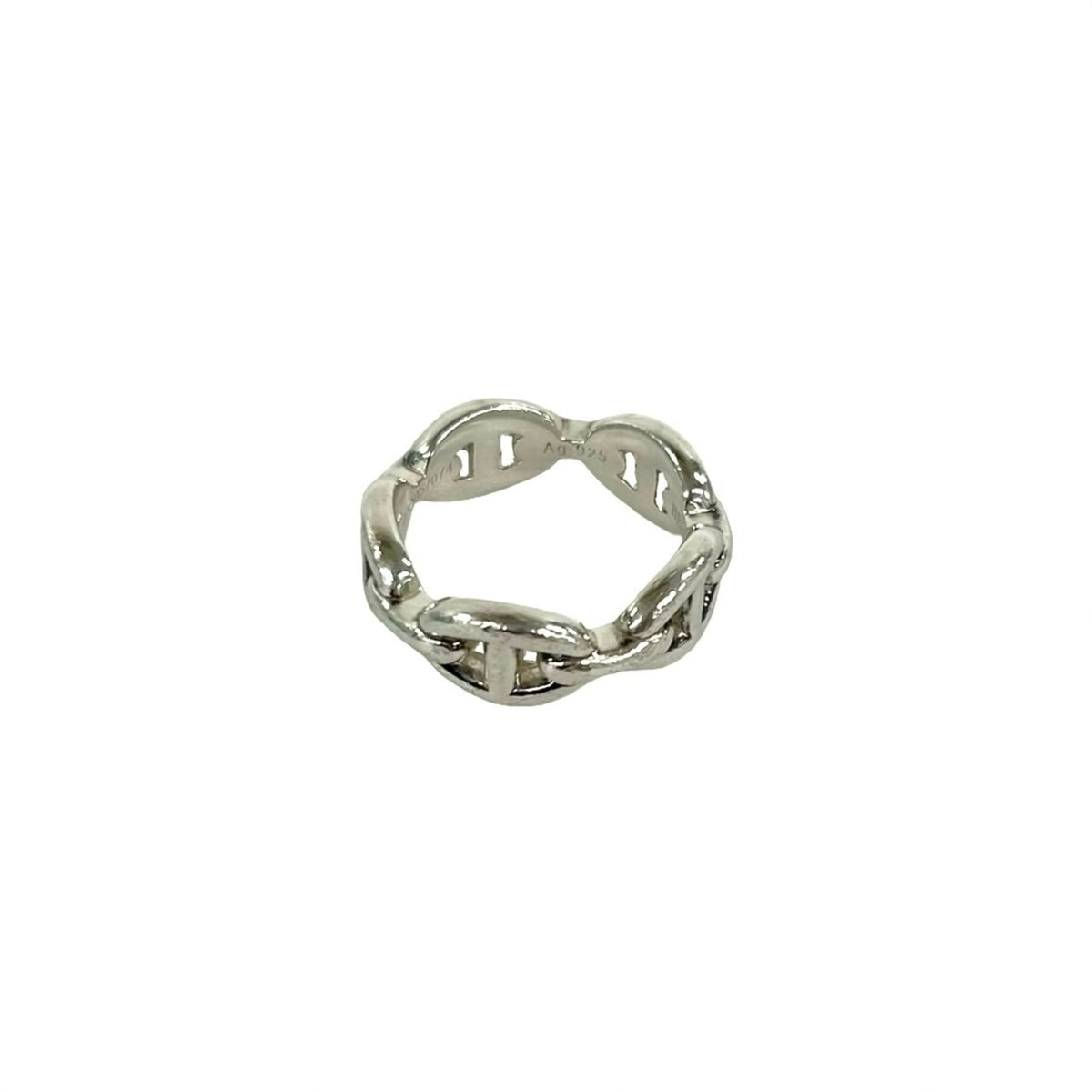 Hermes Silver Silver 925 Band Ring (Pre-Owned)