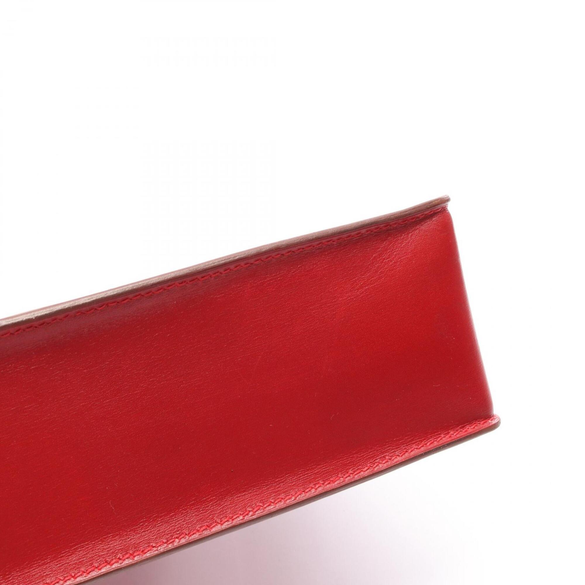 Hermes Red Color Box Calf Leather Handbag (Pre-Owned)
