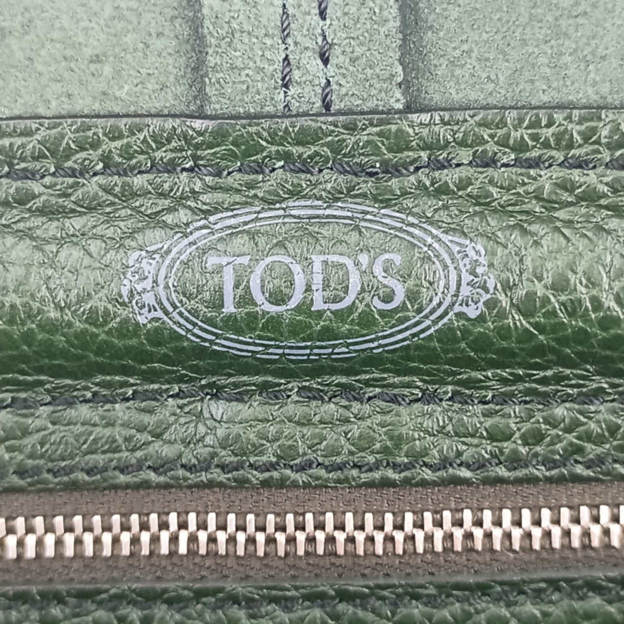 Tod's Green Leather Shoulder Bag Tote Bag (Pre-Owned)