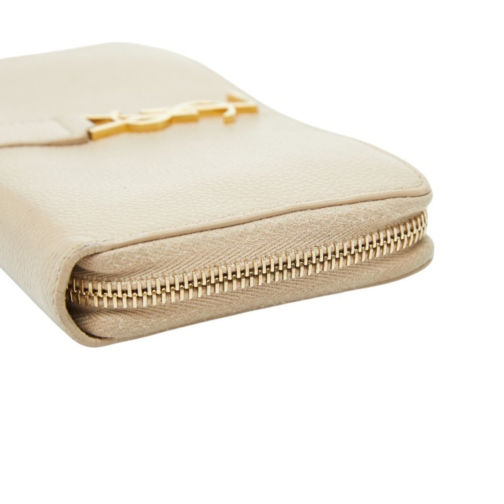 Saint Laurent Beige Leather Long Wallet (Bi-Fold) (Pre-Owned)