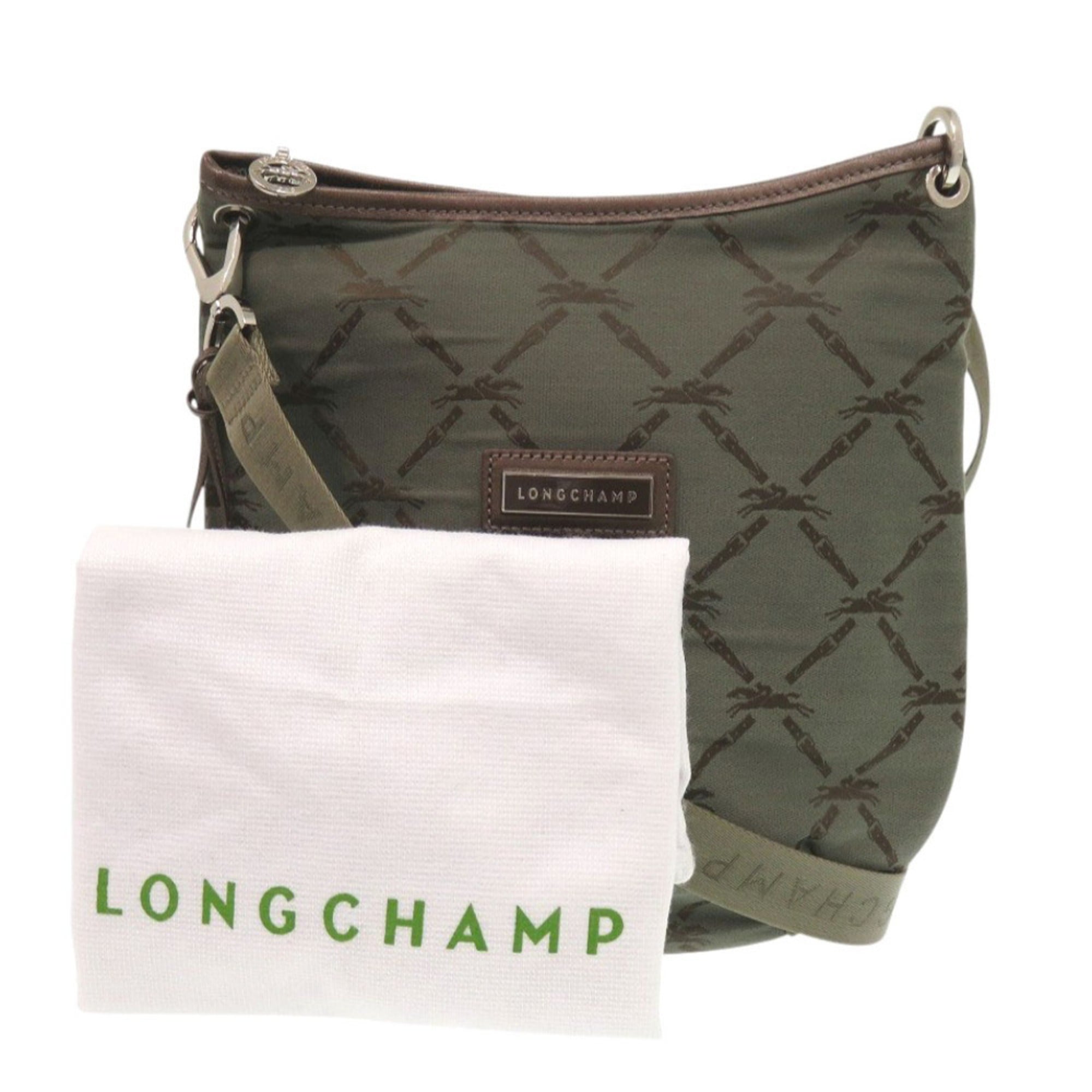 Longchamp Khaki Cotton Shoulder Bag (Pre-Owned)