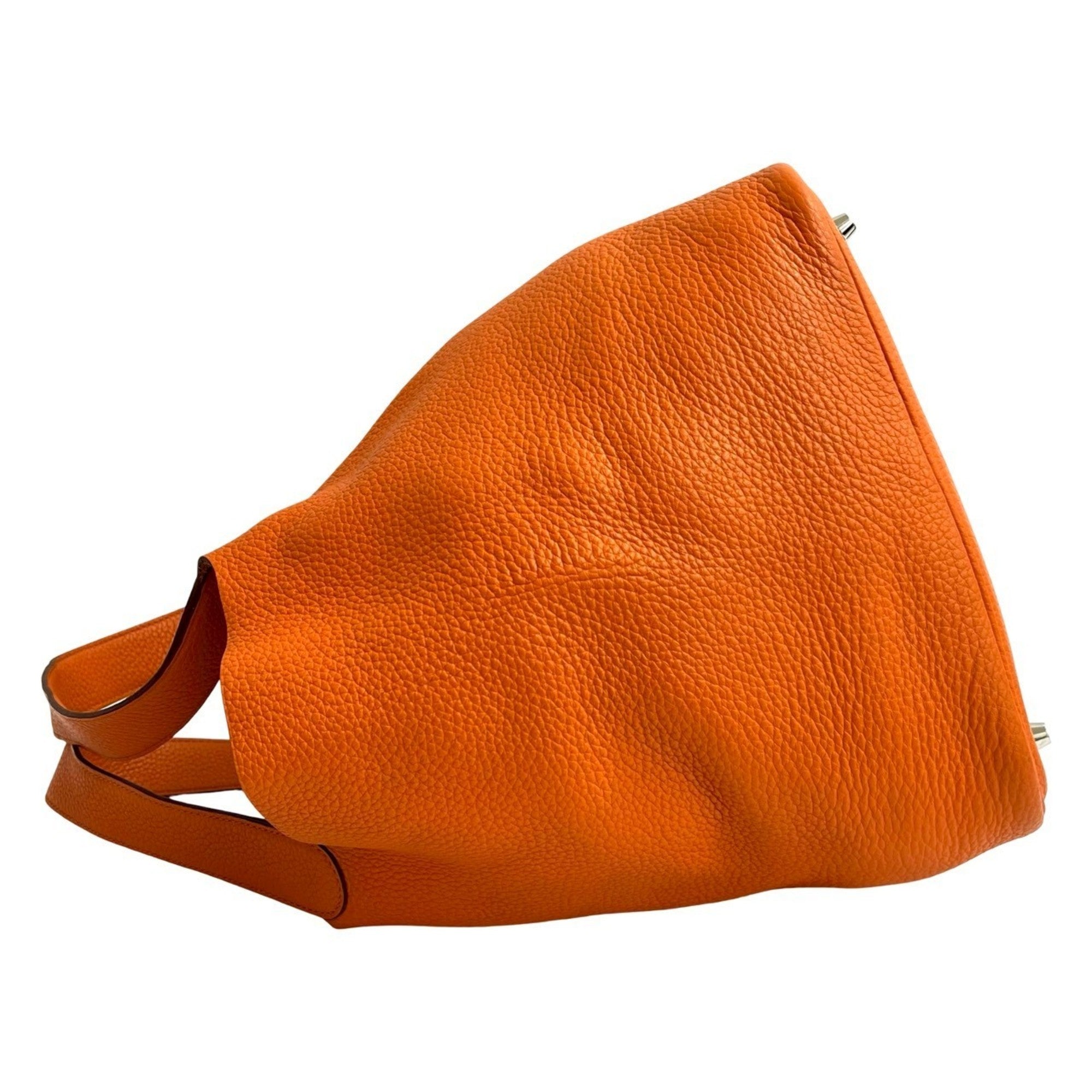 Hermes Orange Taurillon Clemence Leather Handbag Tote Bag (Pre-Owned)