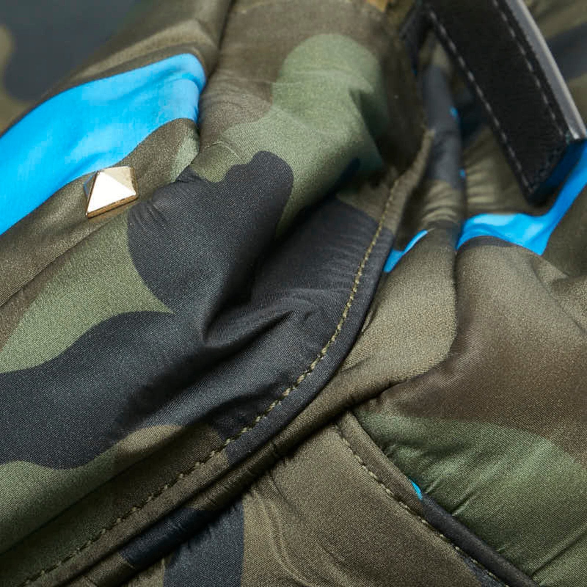 Valentino Blue Khaki Nylon Leather Backpack (Pre-Owned)