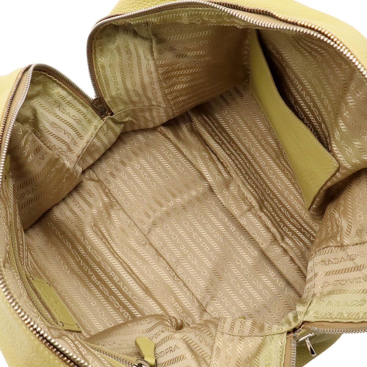 Prada Green Light Green Yellow Leather Handbag (Pre-Owned)