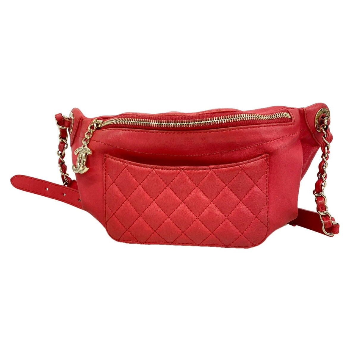Chanel Red Color Leather Sling Bag (Pre-Owned)