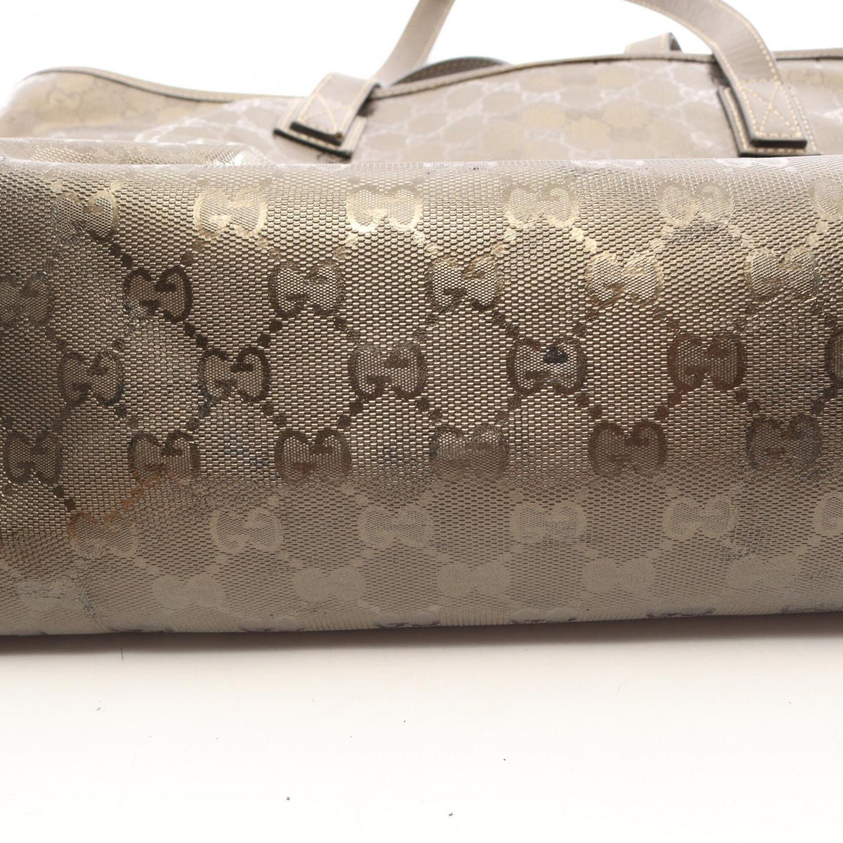 Gucci Gg Imprimé Brown Coated Canvas Leather Handbag Tote Bag (Pre-Owned)