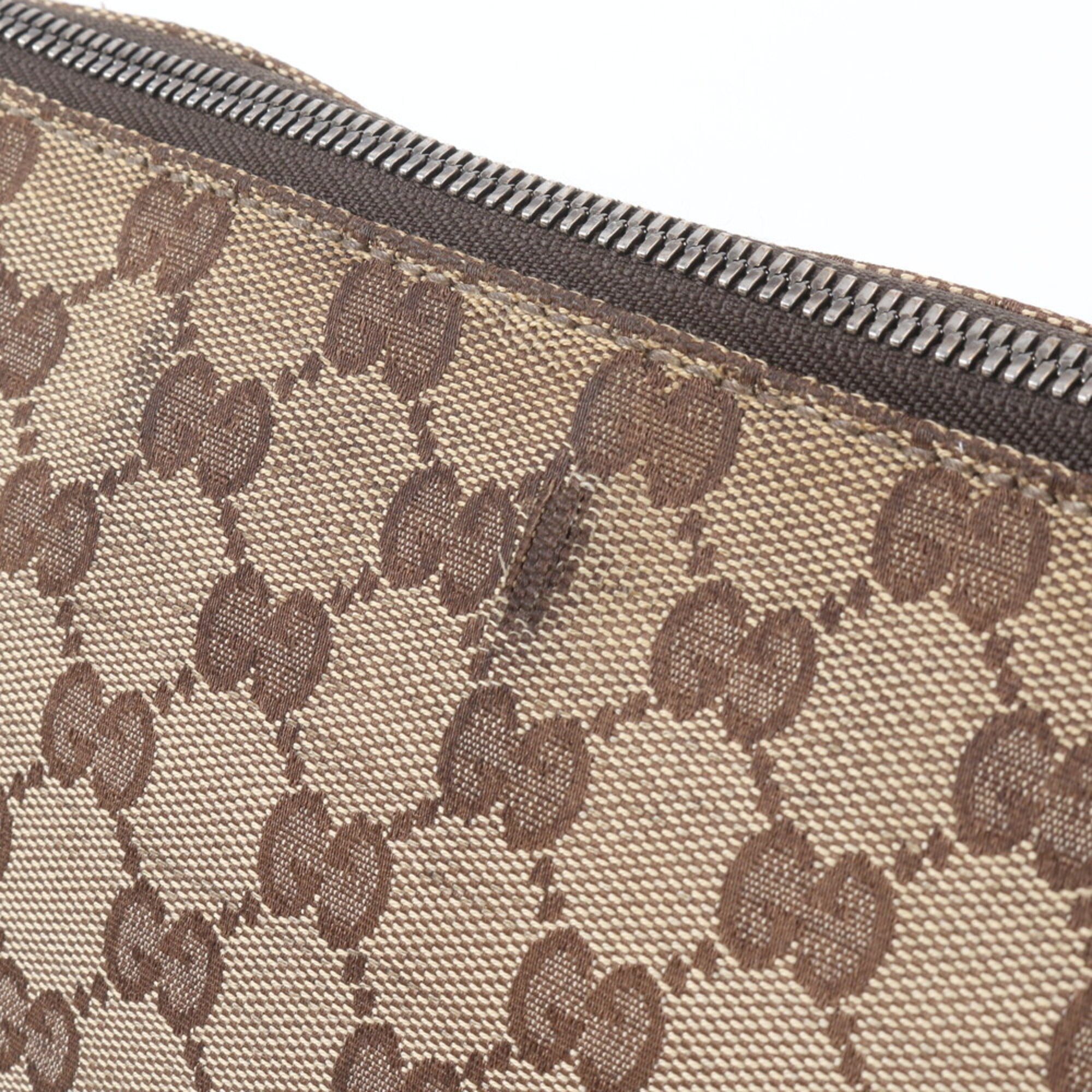 Gucci Beige Brown Leather Canvas Messenger Bag Shoulder Bag (Pre-Owned)