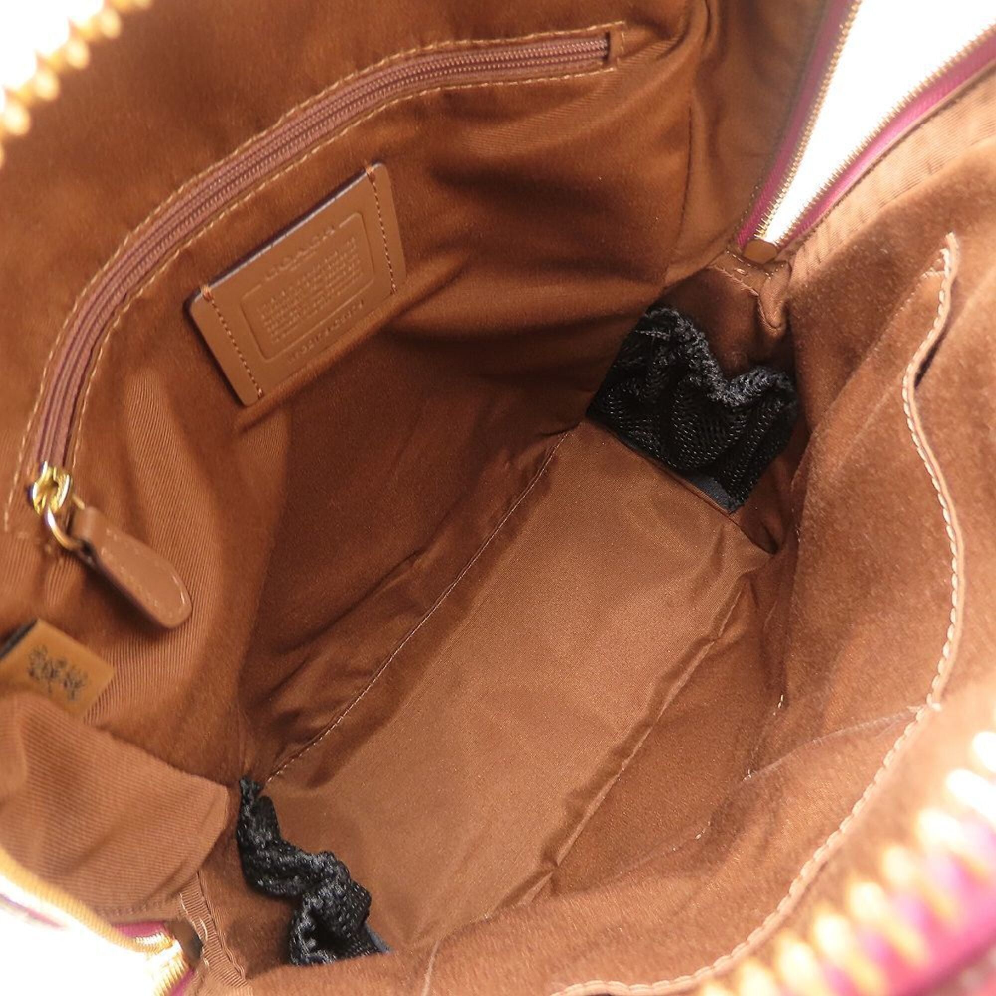 Coach Beige Pink Canvas Leather Backpack (Pre-Owned)