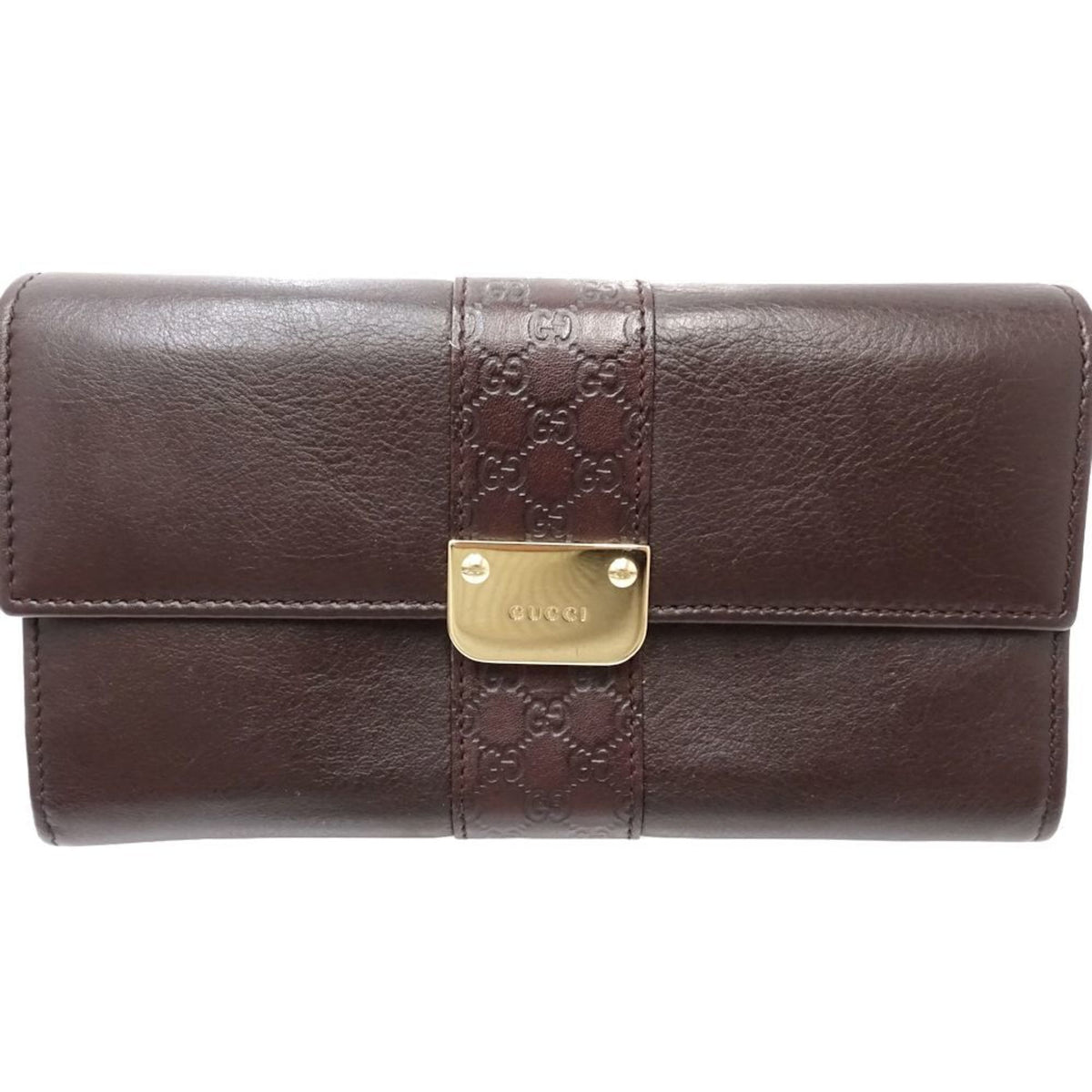 Gucci Dark Brown Leather Long Wallet (Bi-Fold) (Pre-Owned)