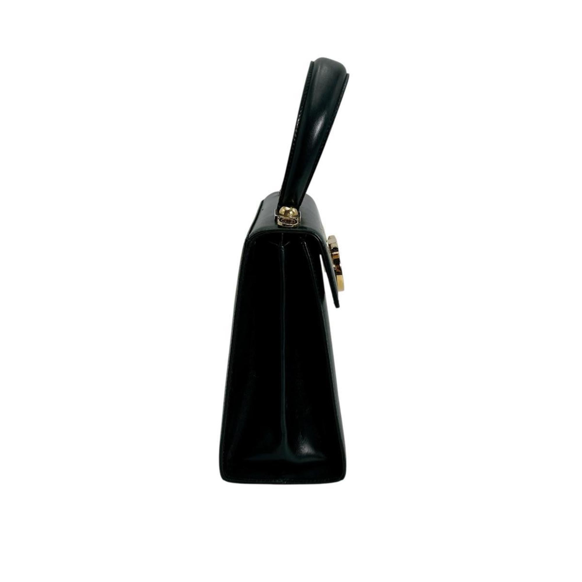 Salvatore Ferragamo Black Leather Handbag Shoulder Bag (Pre-Owned)