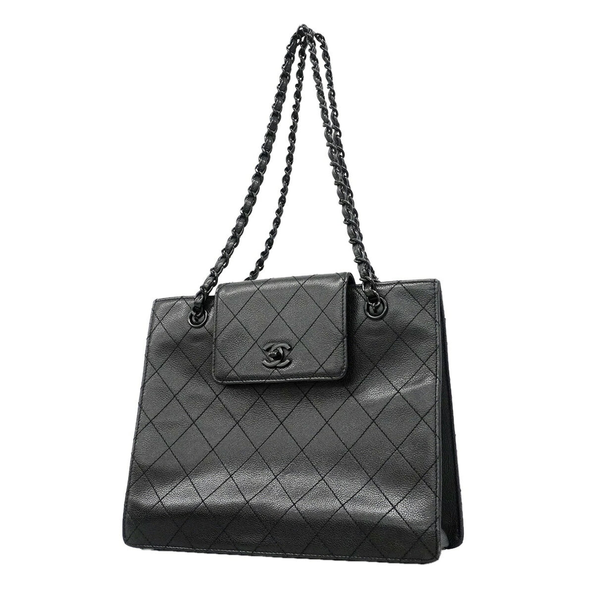 Chanel Black Grained Calfskin Tote Bag (Pre-Owned)