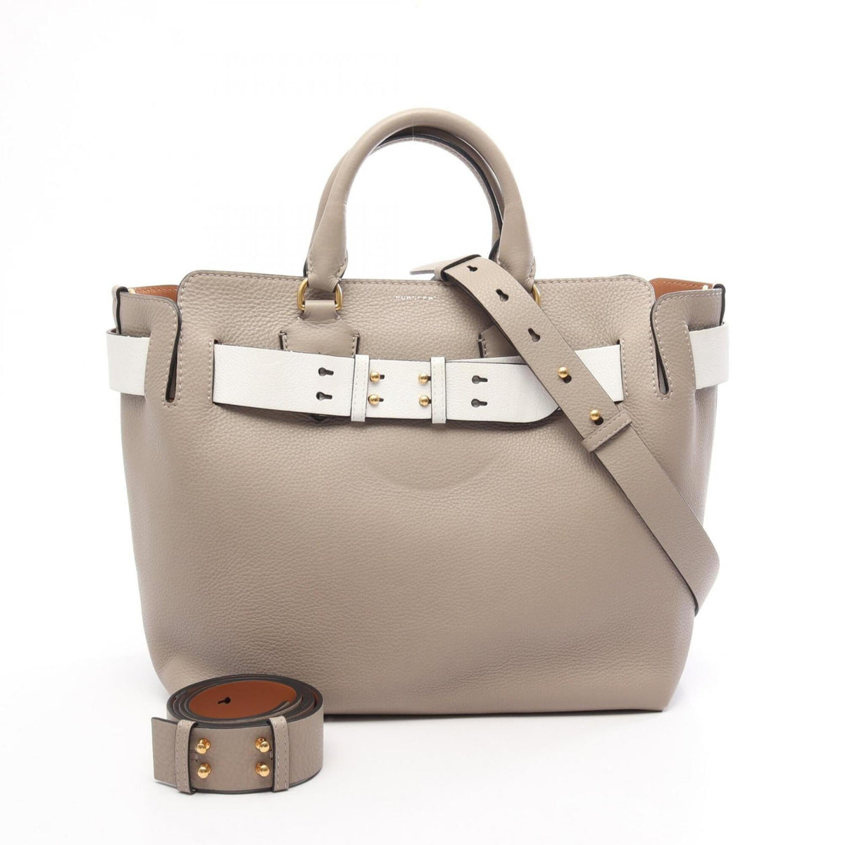Burberry Beige White Leather Handbag (Pre-Owned)