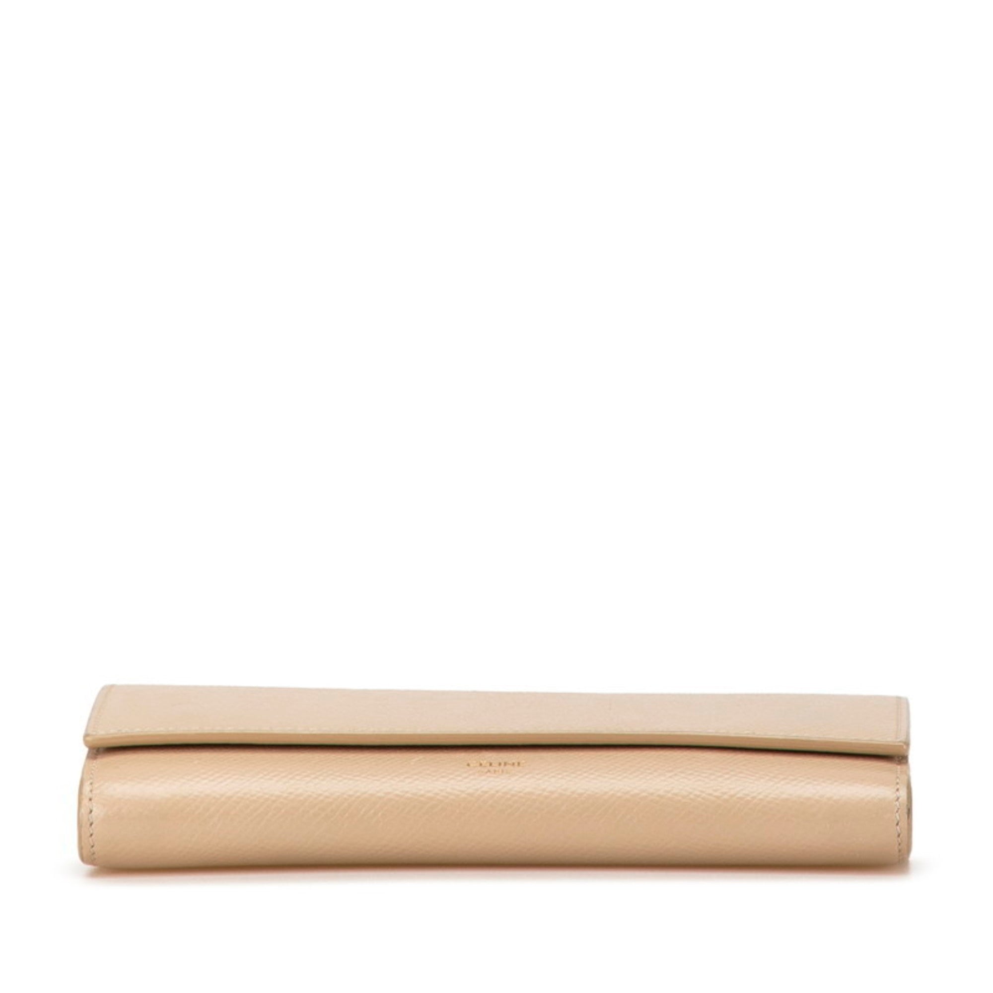 Celine Beige Leather Long Wallet (Bi-Fold) (Pre-Owned)