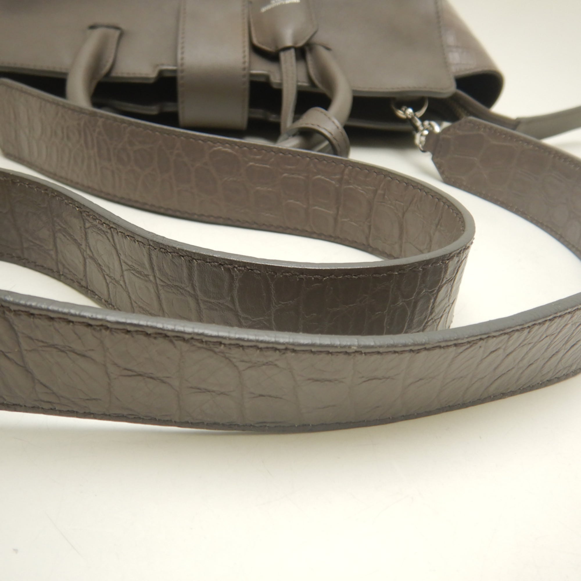 Yves Saint Laurent Gray Yellow Leather Handbag (Pre-Owned)
