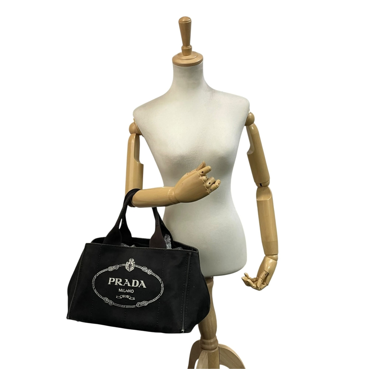 Prada Black Canvas Handbag Tote Bag (Pre-Owned)