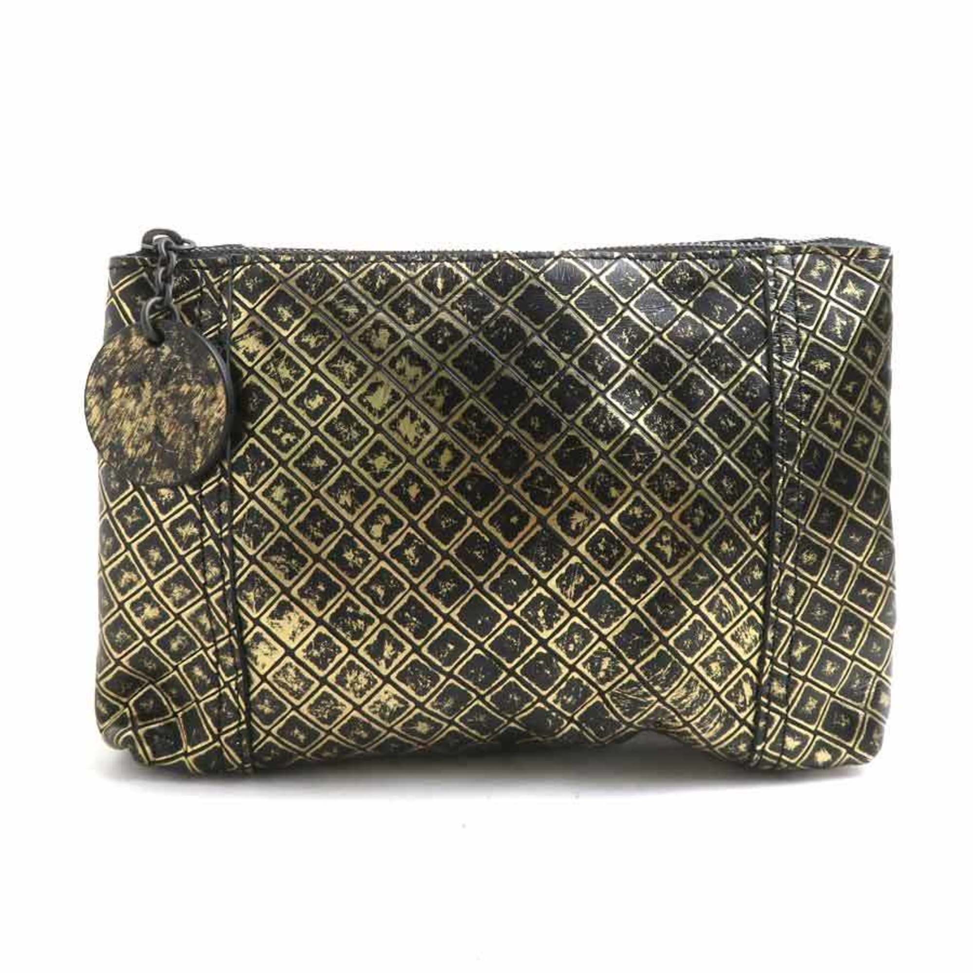 Bottega Veneta Black Gold Leather Pouch (Pre-Owned)