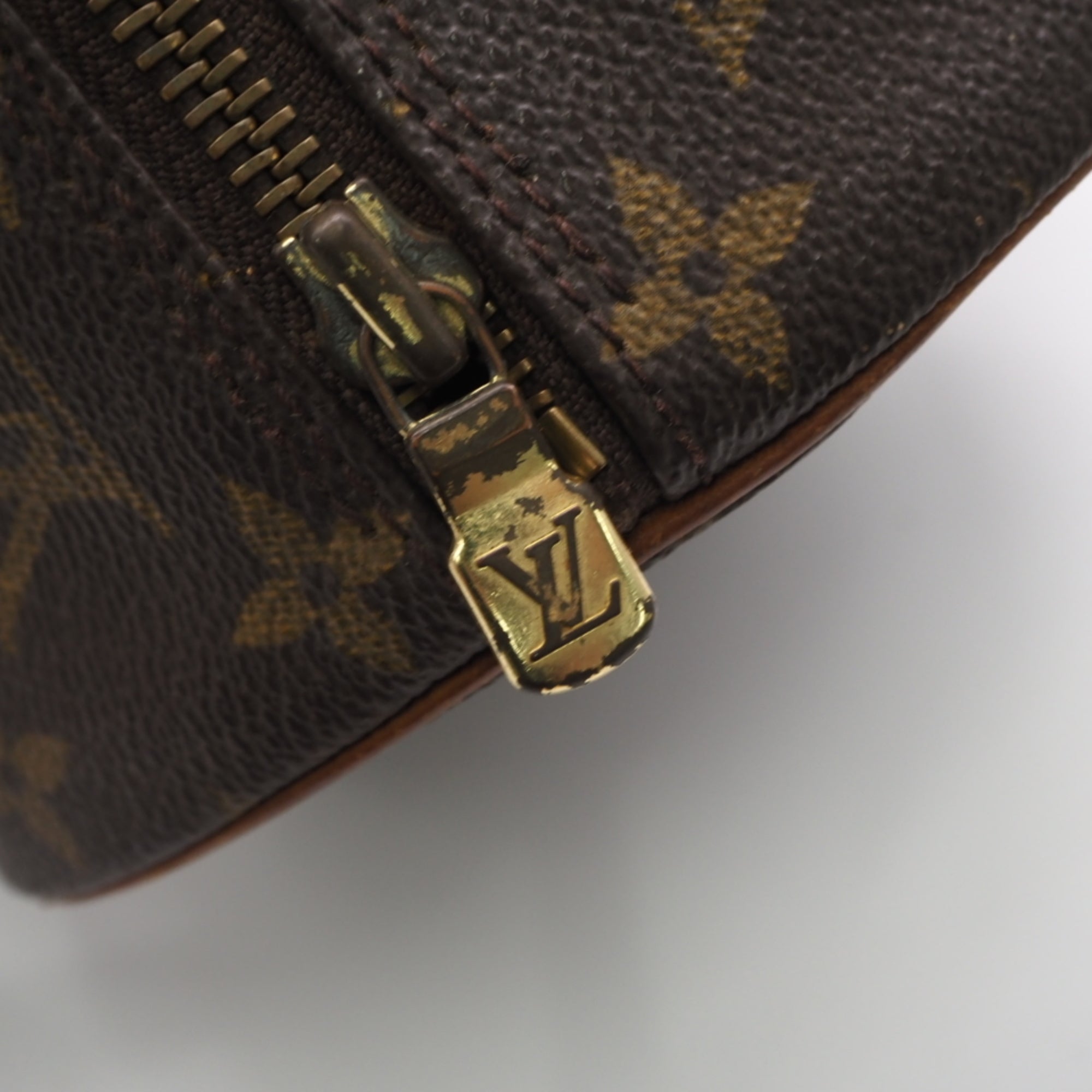 Louis Vuitton Beige Brown Coated Canvas Leather Handbag (Pre-Owned)