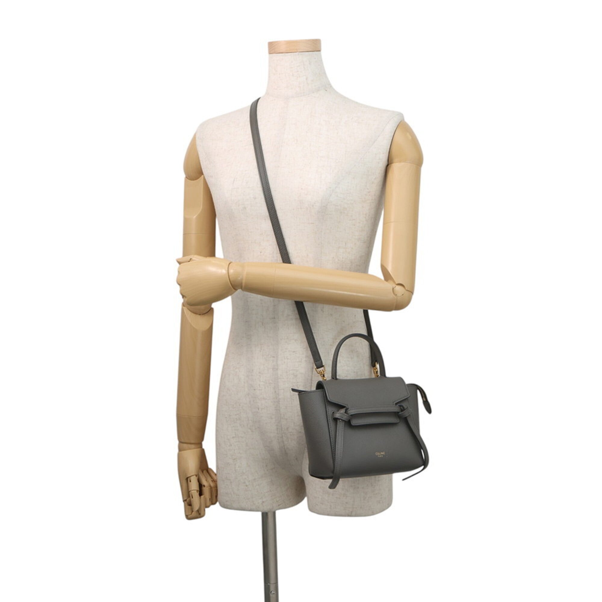 Celine Gray Leather Handbag Shoulder Bag (Pre-Owned)