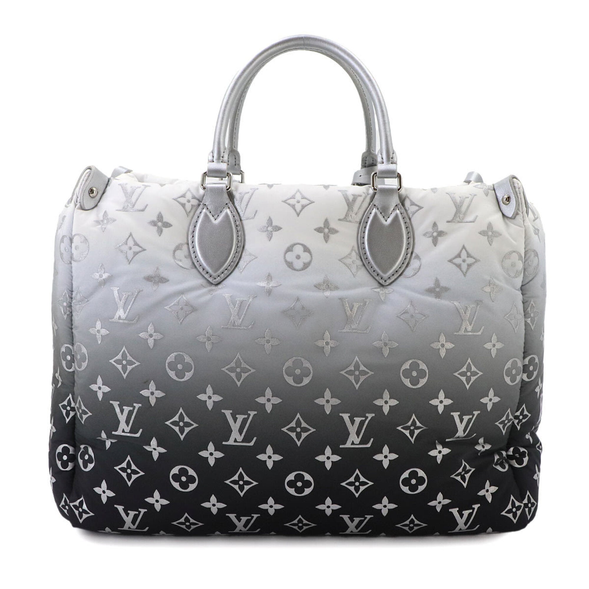 Louis Vuitton Gray Nylon Leather Handbag Tote Bag (Pre-Owned)