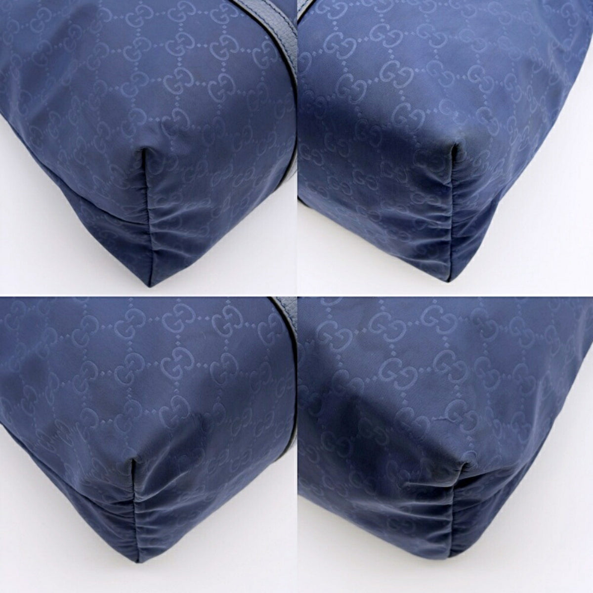 Gucci Navy Nylon Leather Tote Bag (Pre-Owned)