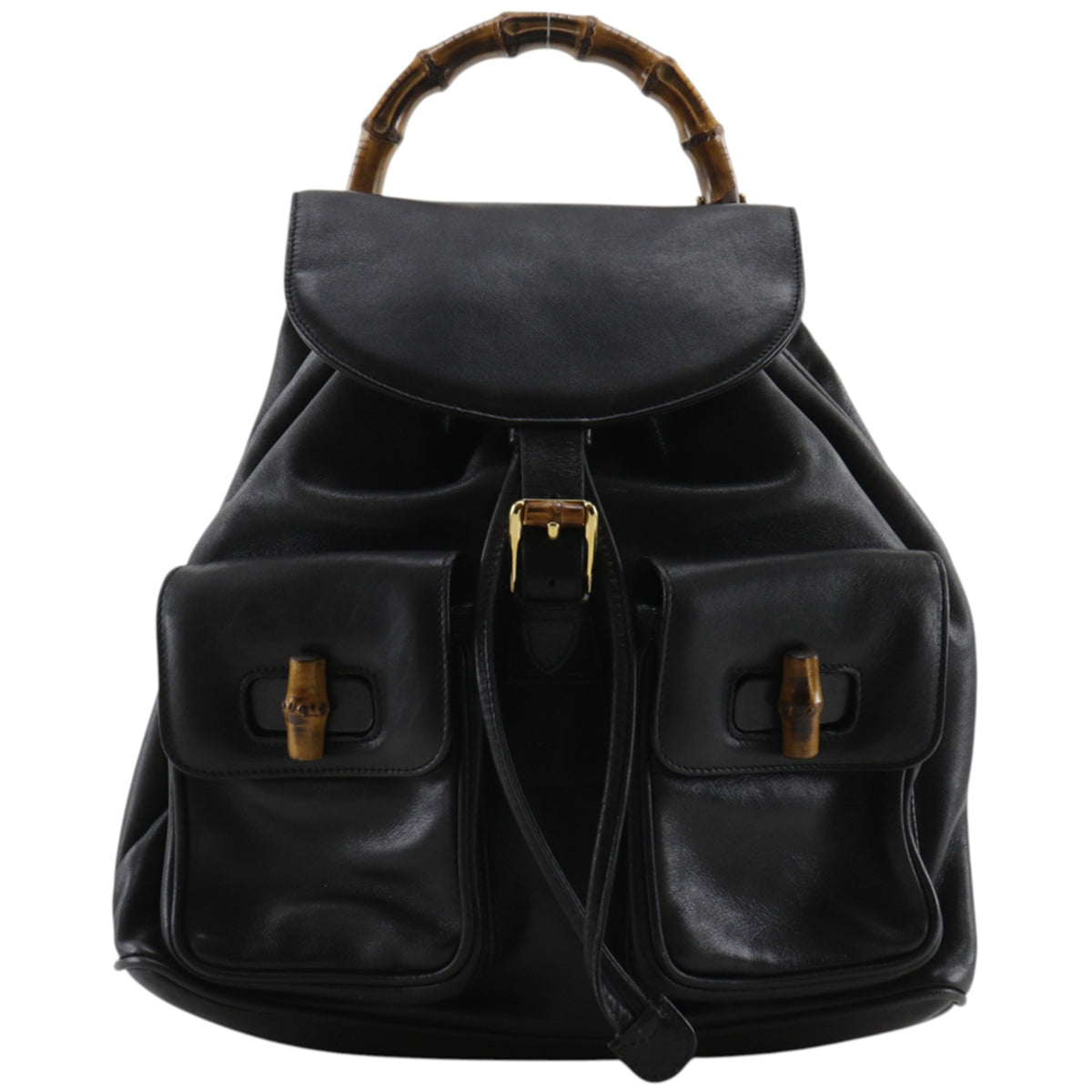 Gucci Bamboo Black Leather Backpack (Pre-Owned)