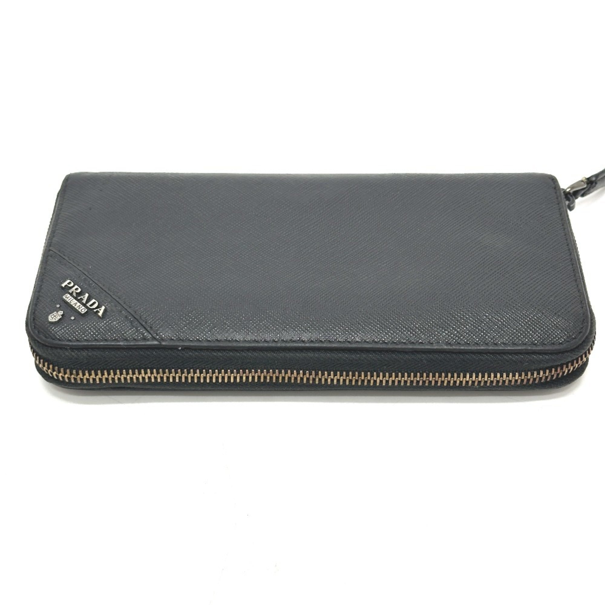 Prada Black Saffiano Long Wallet (Bi-Fold) (Pre-Owned)