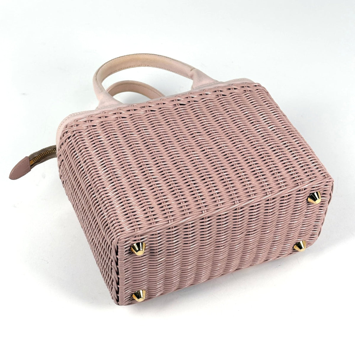 Prada Pink Canvas Basket Handbag (Pre-Owned)