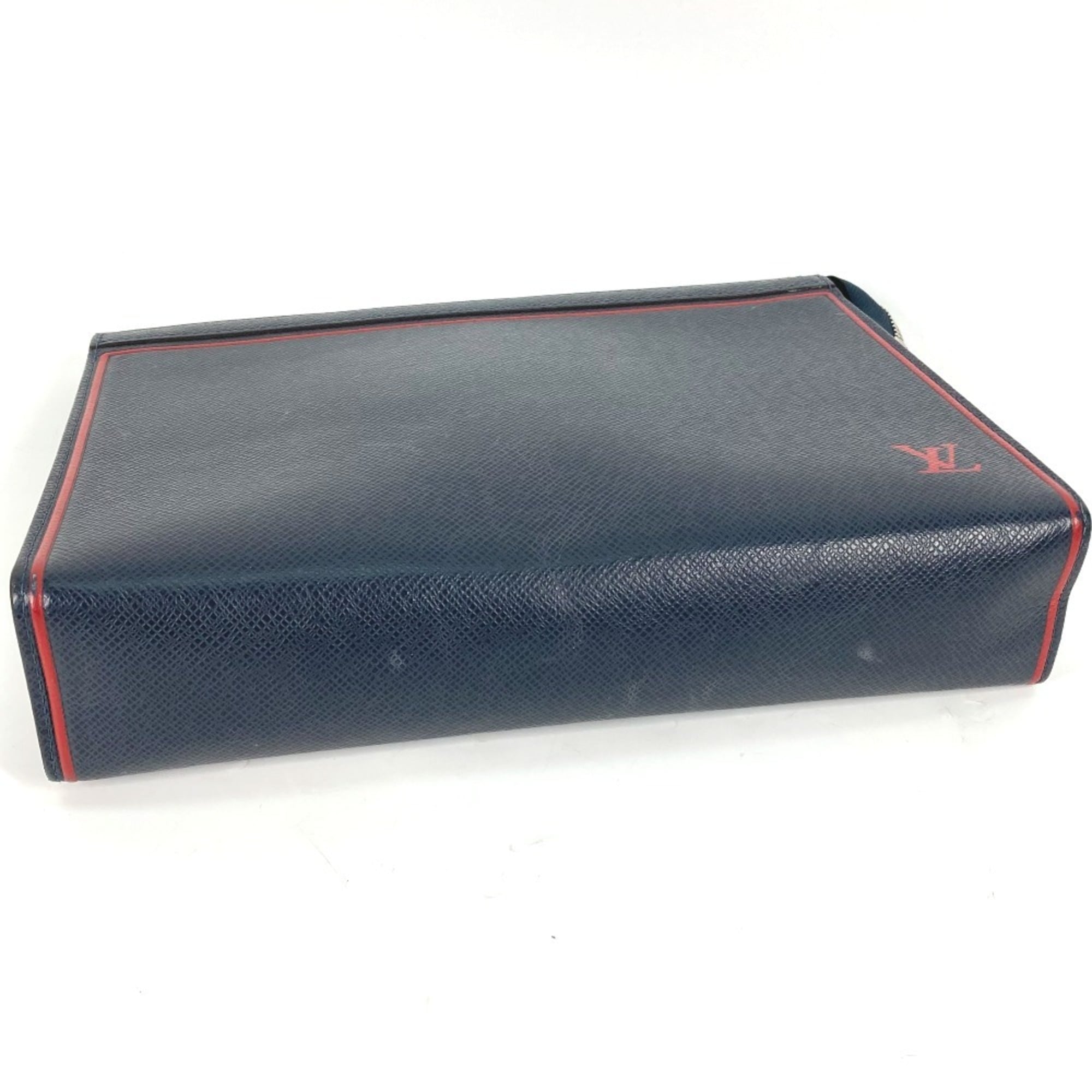 Louis Vuitton Bicolor Navy Navy Blue Red Color Taiga Leather Pochette Pouch (Pre-Owned)