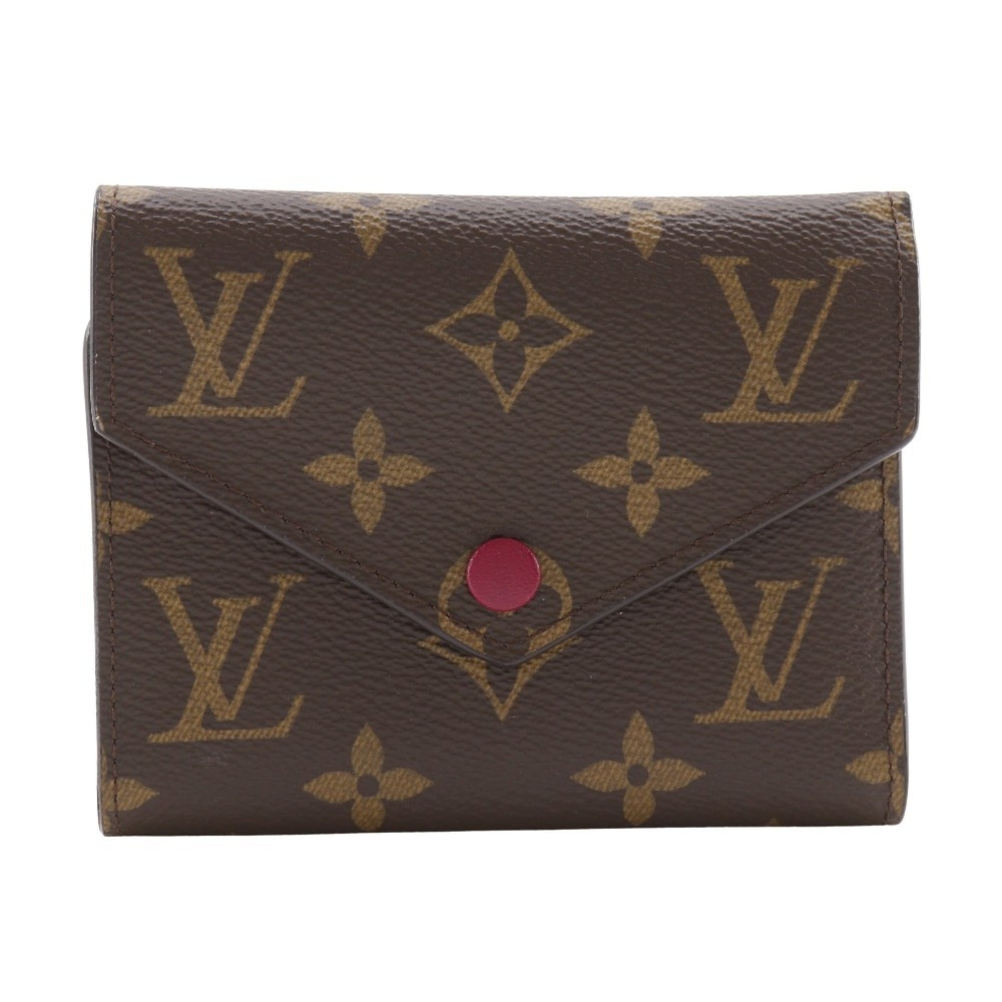 Louis Vuitton Brown Fuchsia Monogram Canvas Wallet (Tri-Fold) (Pre-Owned)