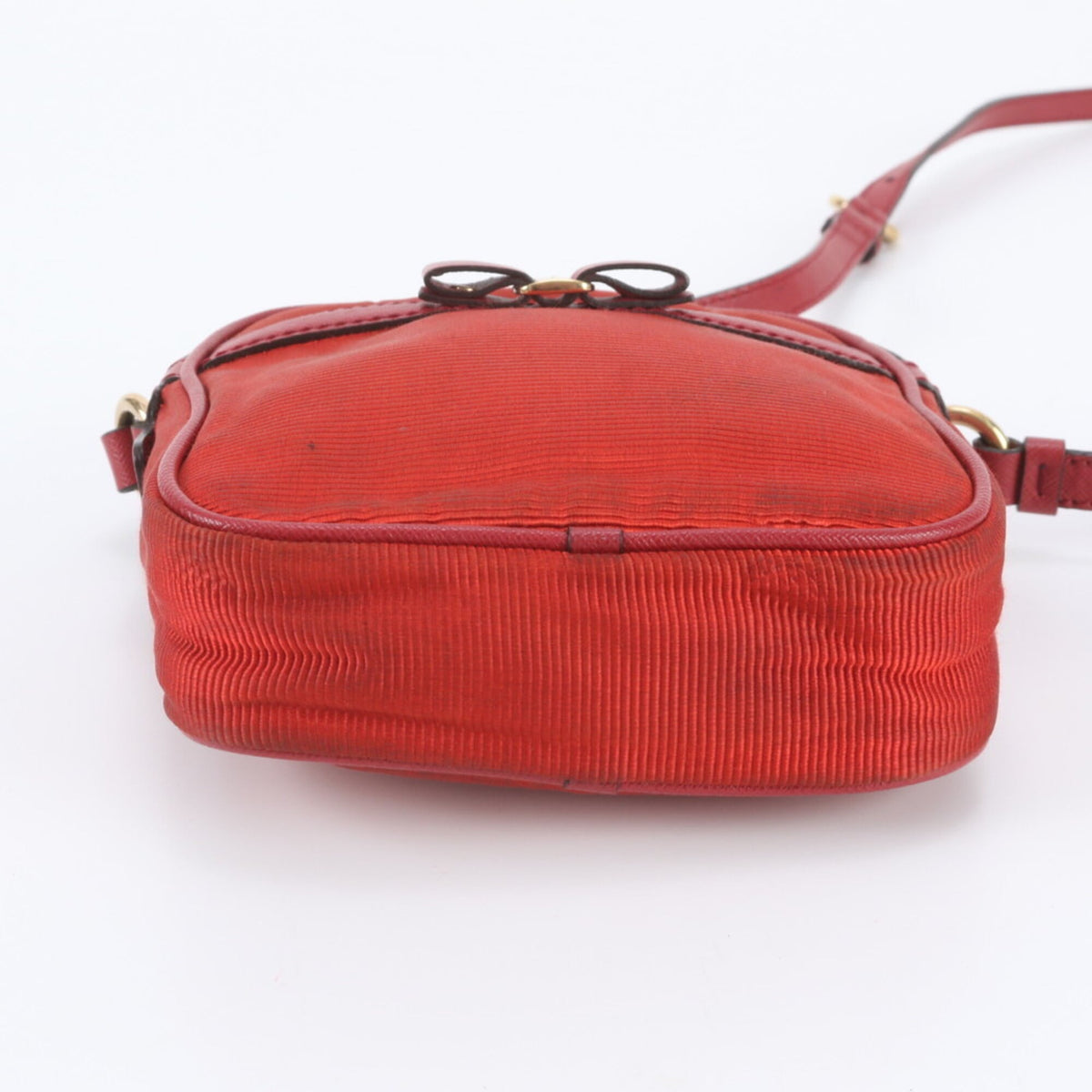 Salvatore Ferragamo Red Color Leather Canvas Crossbody Bag Shoulder Bag (Pre-Owned)