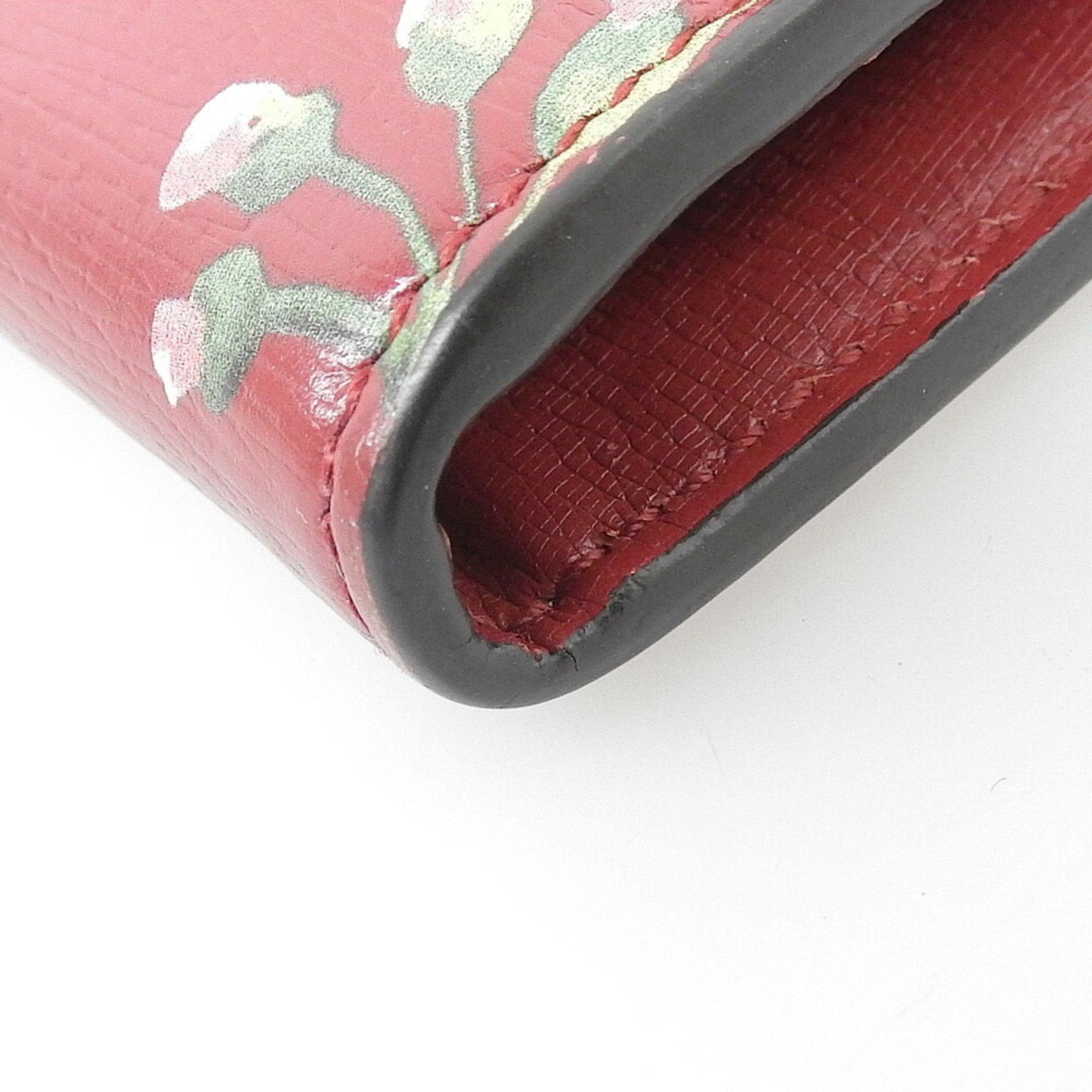 Gucci Red Color Leather Long Wallet (Bi-Fold) (Pre-Owned)