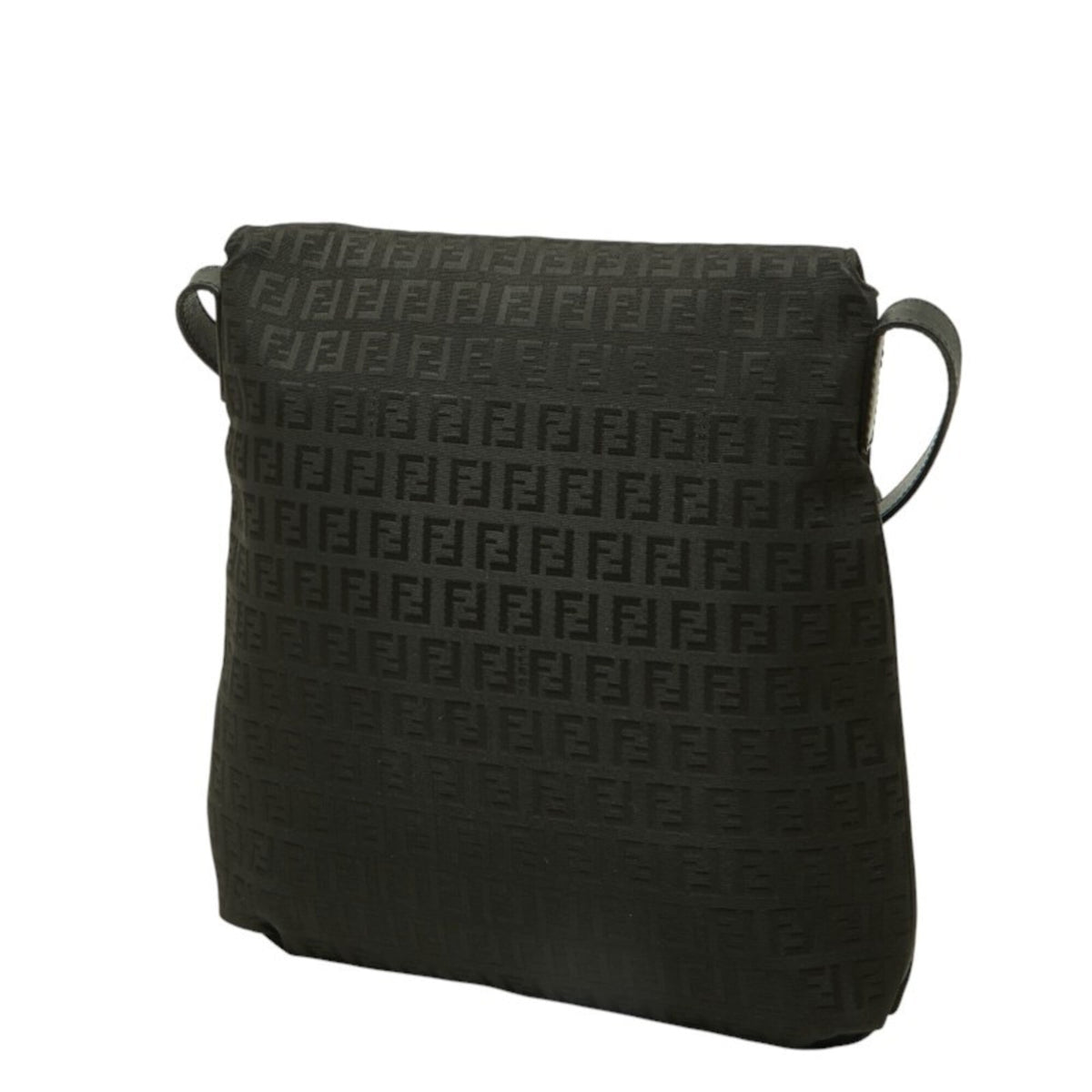 Fendi Black Canvas Leather Jacquard Shoulder Bag (Pre-Owned)