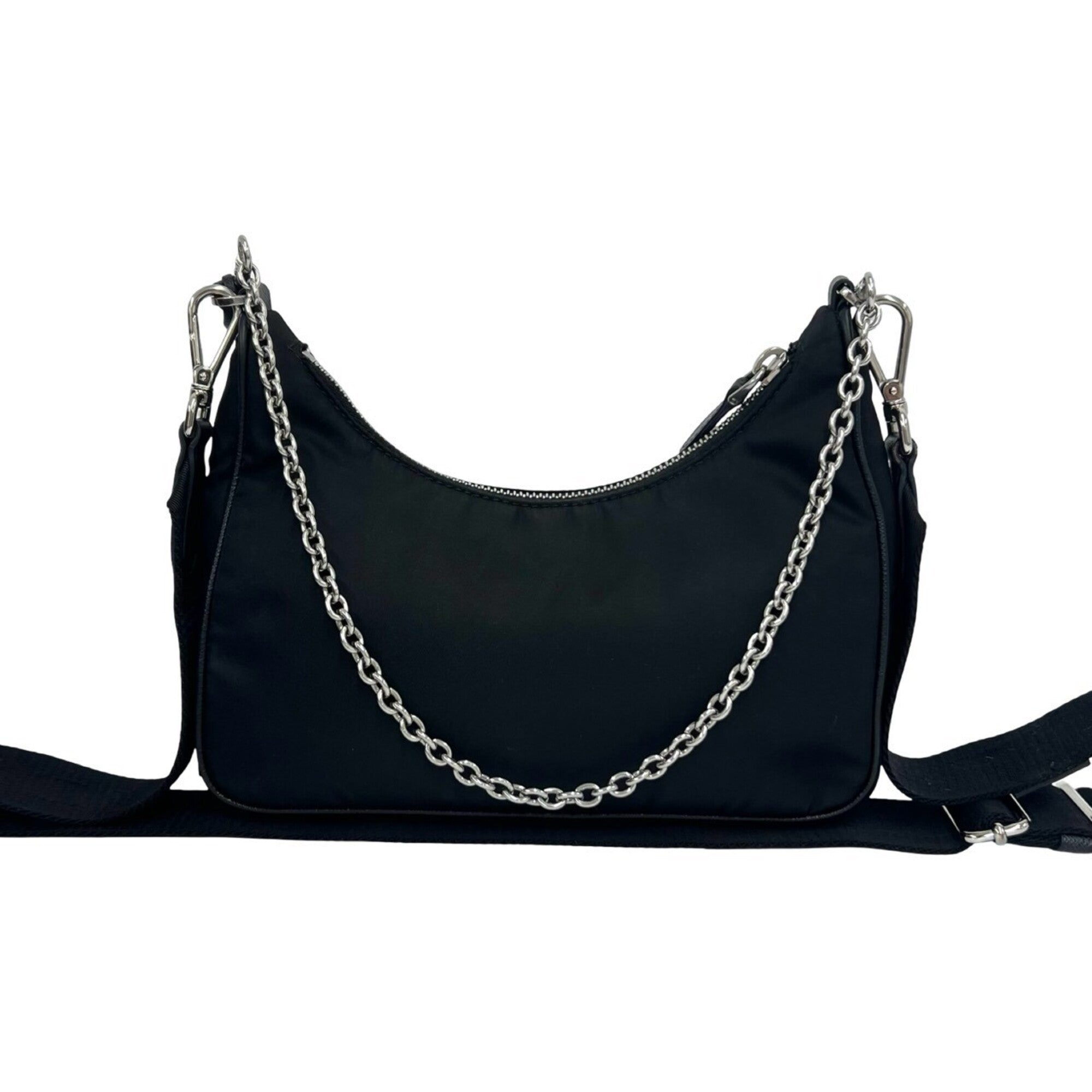 Prada Black Nylon Leather Pouch Shoulder Bag (Pre-Owned)
