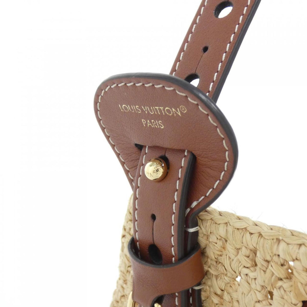 Louis Vuitton Beige Brown Raffia Handbag (Pre-Owned)