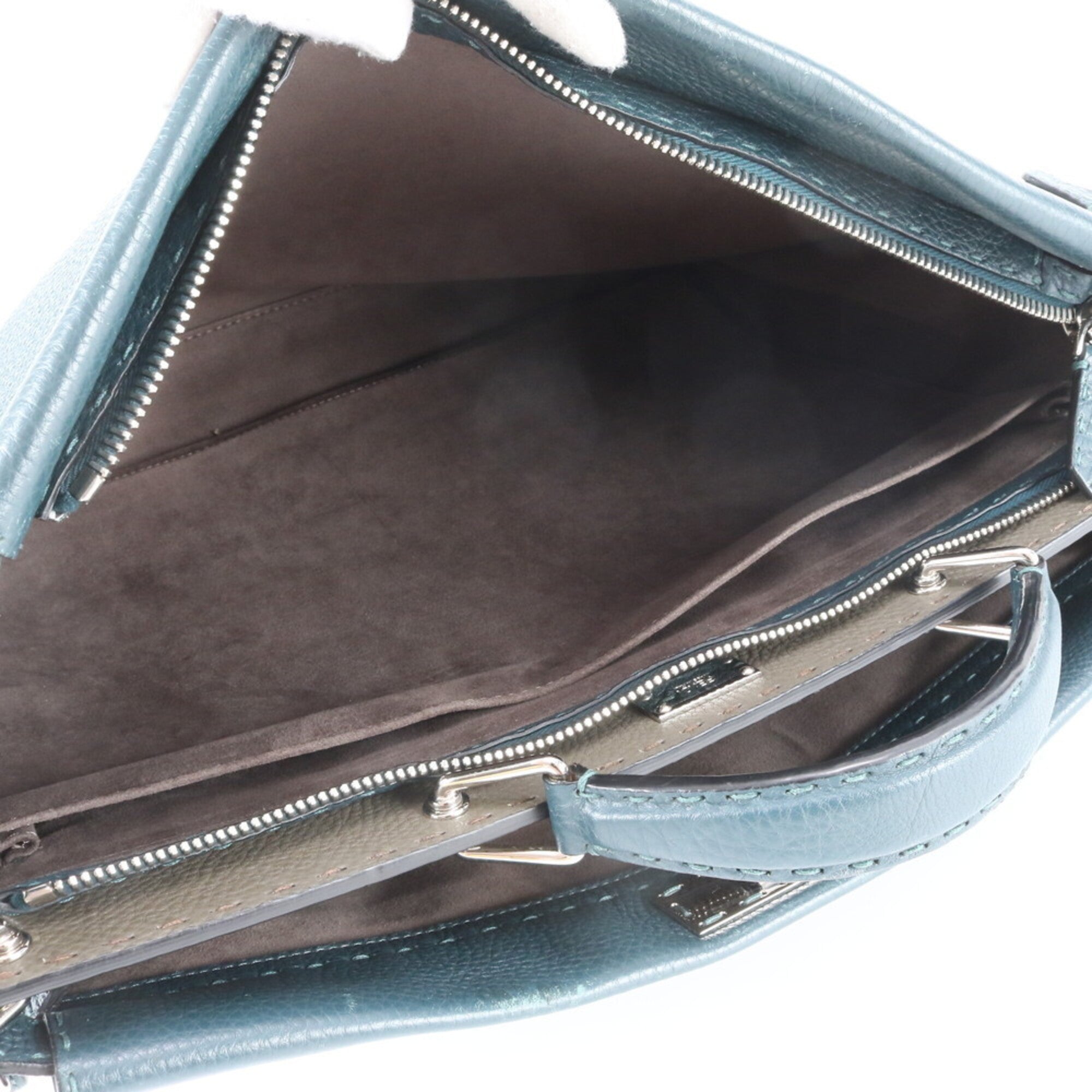 Fendi Selleria Dark Green Leather Handbag (Pre-Owned)