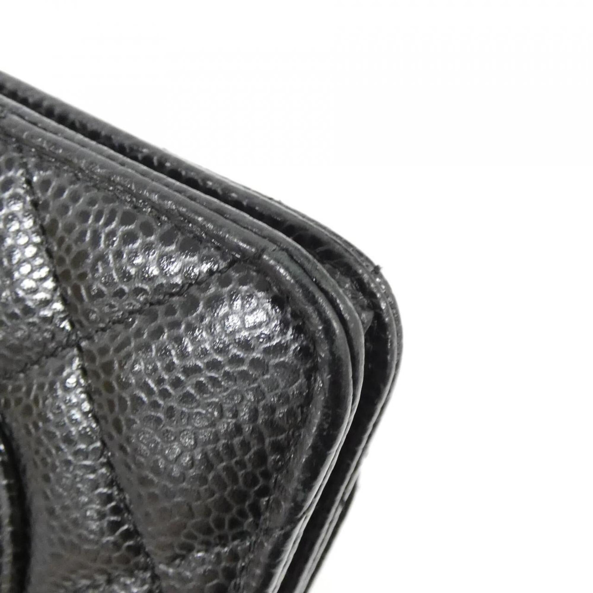 Chanel Black Bordeaux Grained Calfskin Chain/Shoulder Wallet (Pre-Owned)