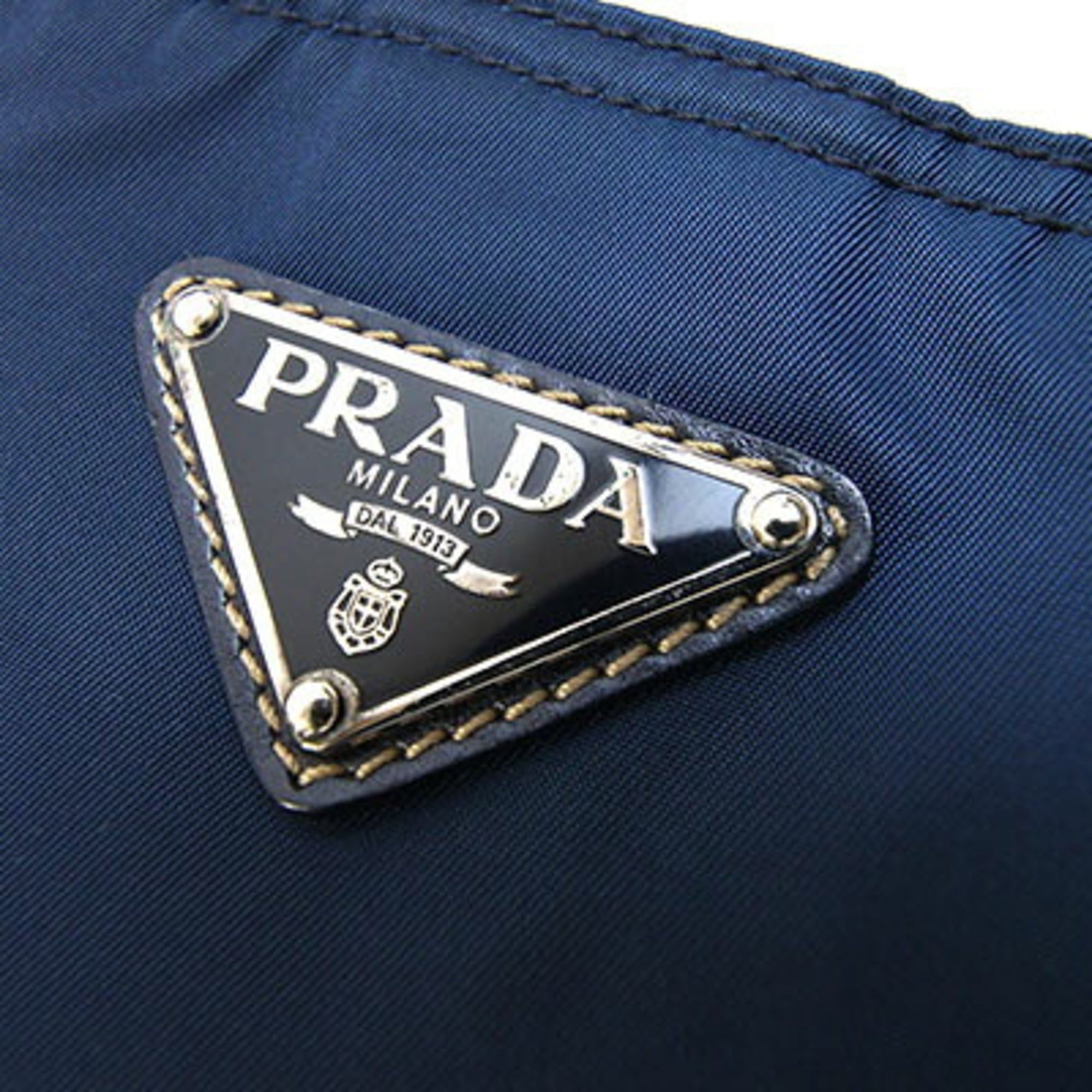 Prada Navy Nylon Leather Messenger Bag Shoulder Bag (Pre-Owned)