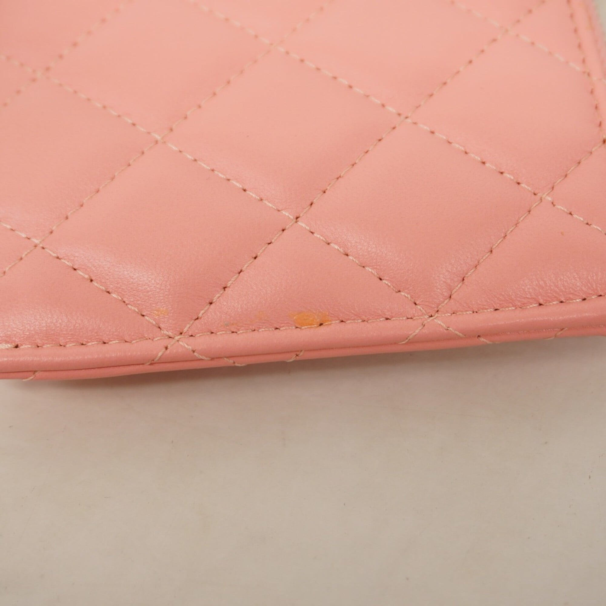 Chanel Pink Leather Long Wallet (Bi-Fold) (Pre-Owned)