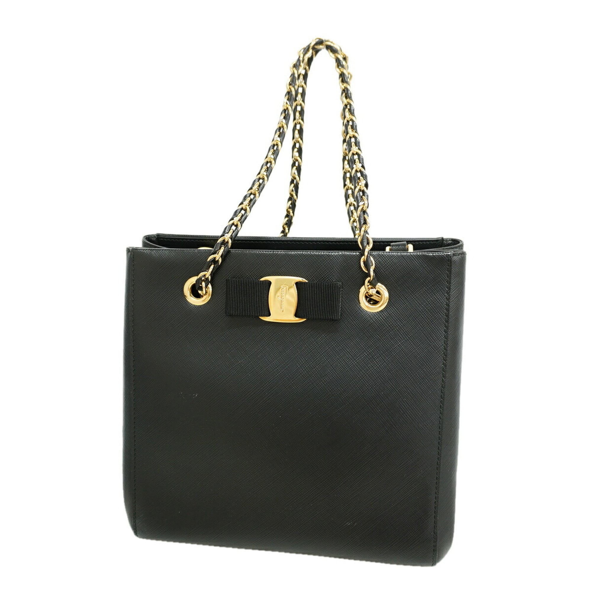 Salvatore Ferragamo Black Leather Tote Bag (Pre-Owned)