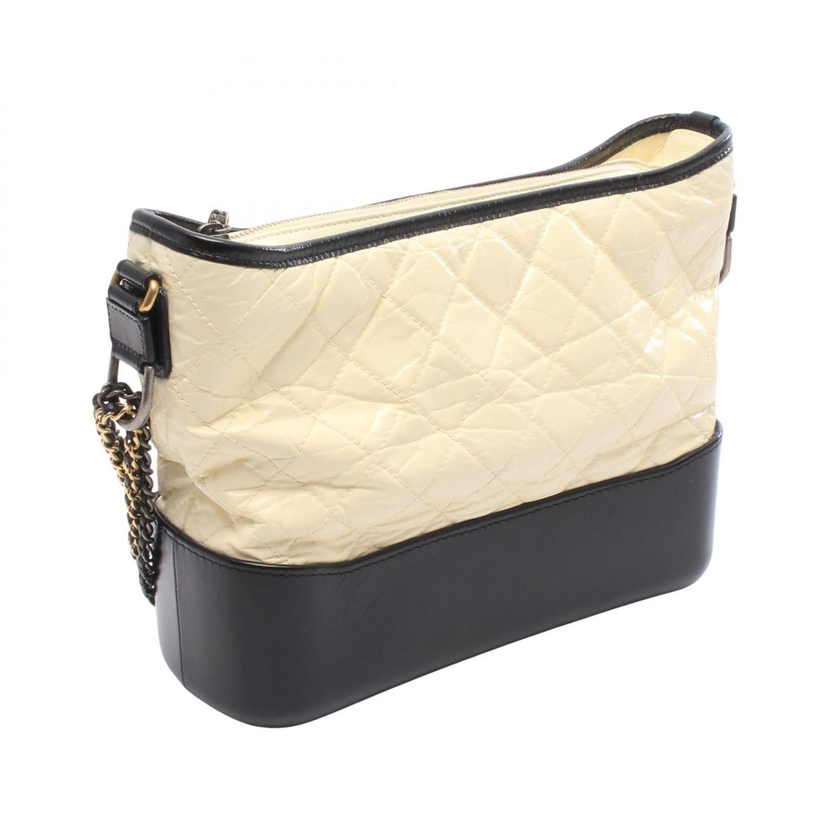 Chanel Black White Leather Handbag Shoulder Bag (Pre-Owned)
