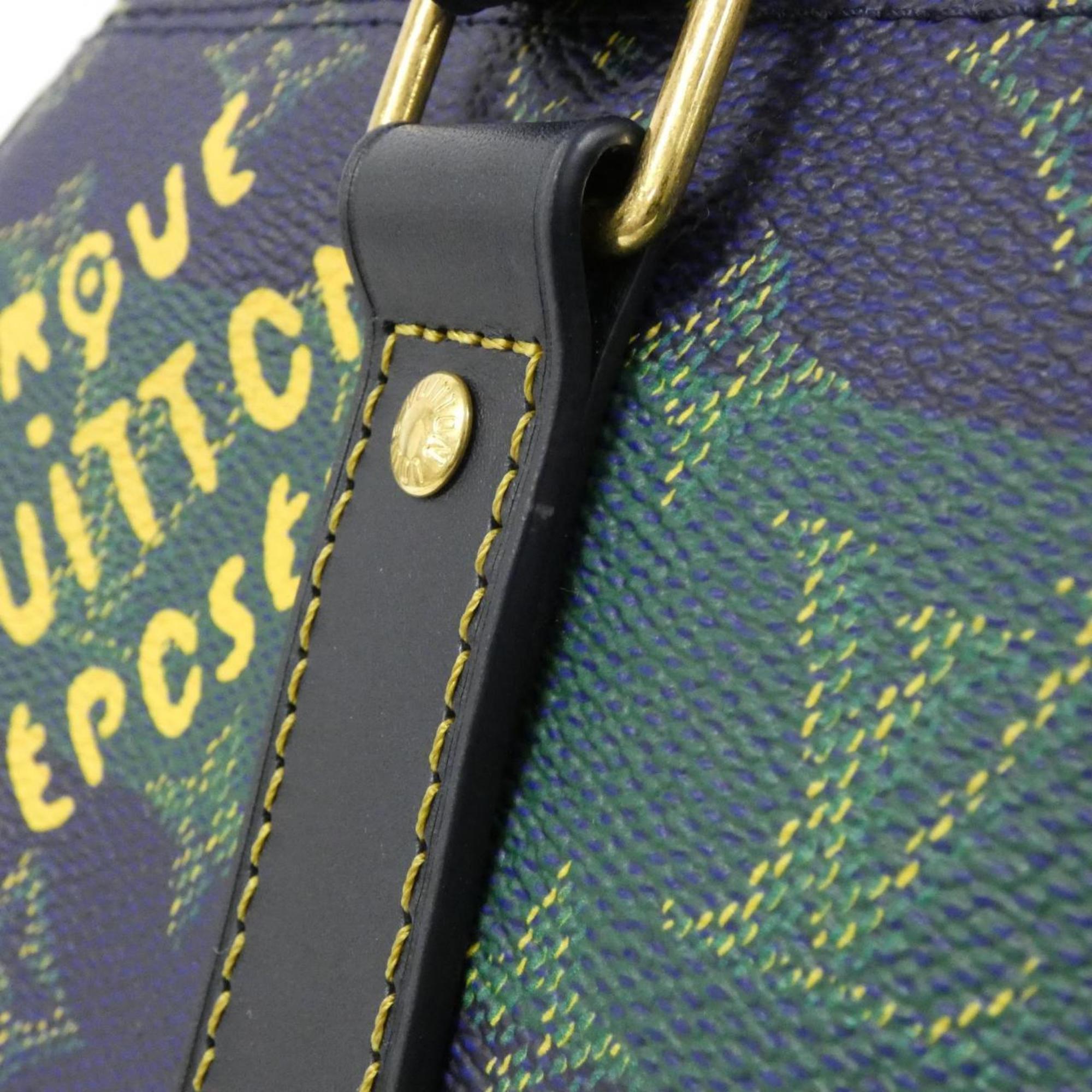 Louis Vuitton Blue Coated Canvas Boston Bag (Pre-Owned)