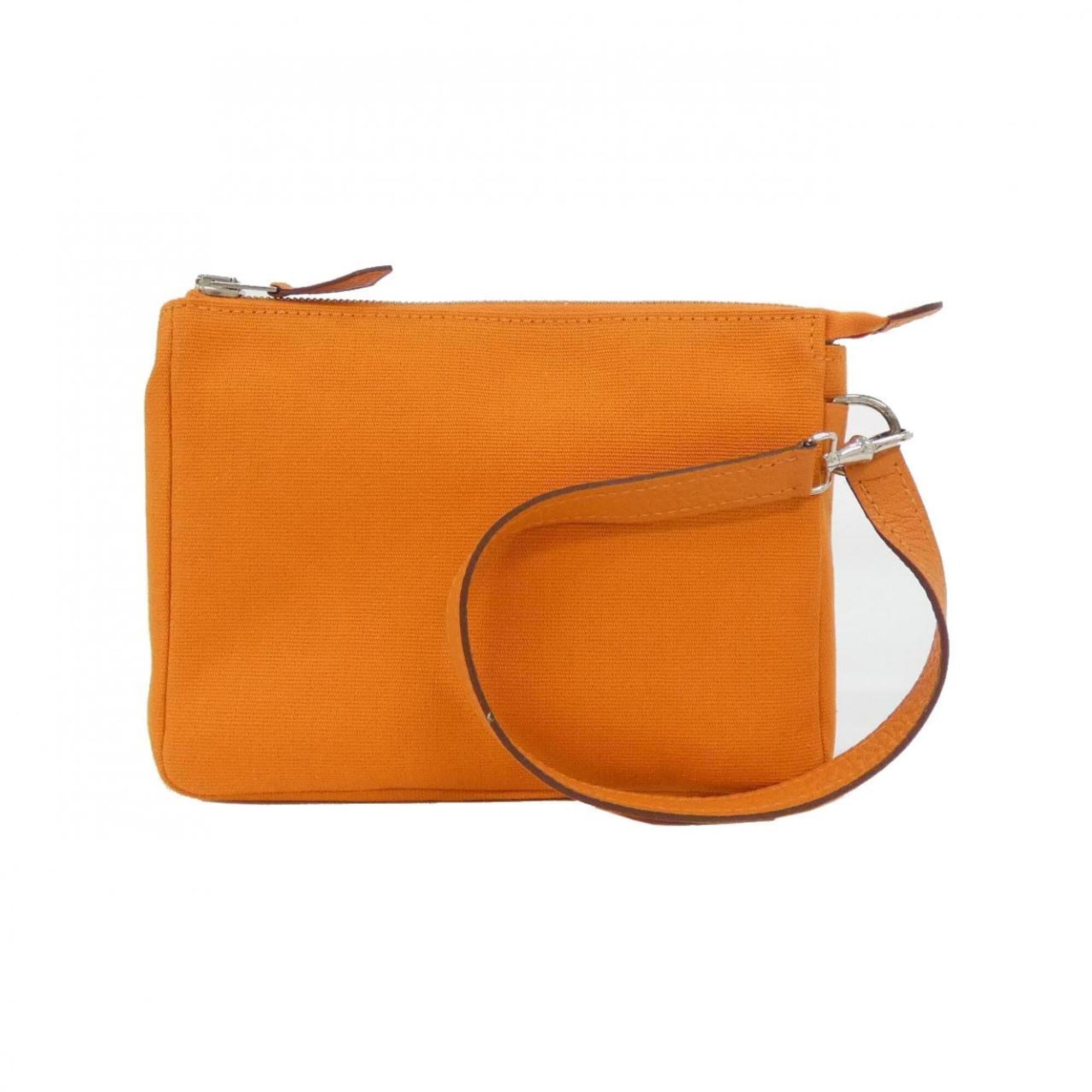 Hermes Orange Toile Officier Handbag Pouch (Pre-Owned)