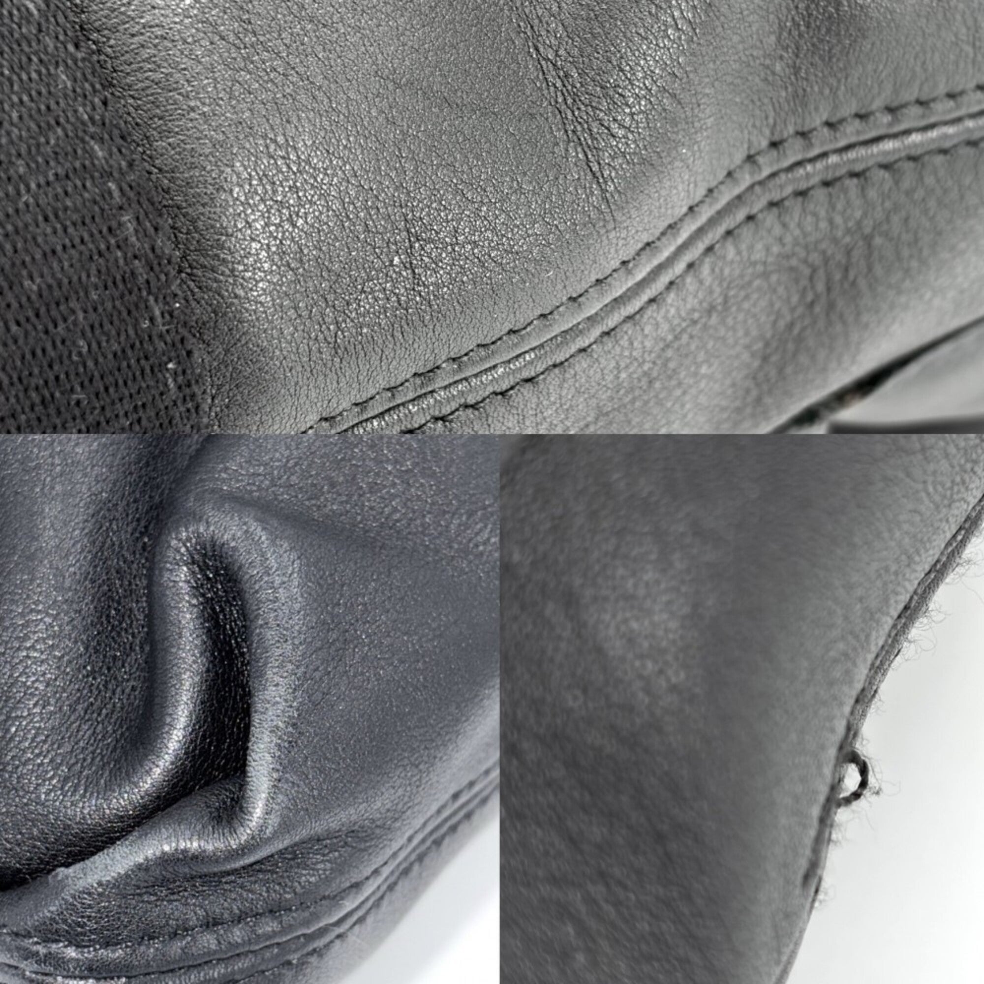 Hermes Black Veau Derma Handbag Shoulder Bag (Pre-Owned)