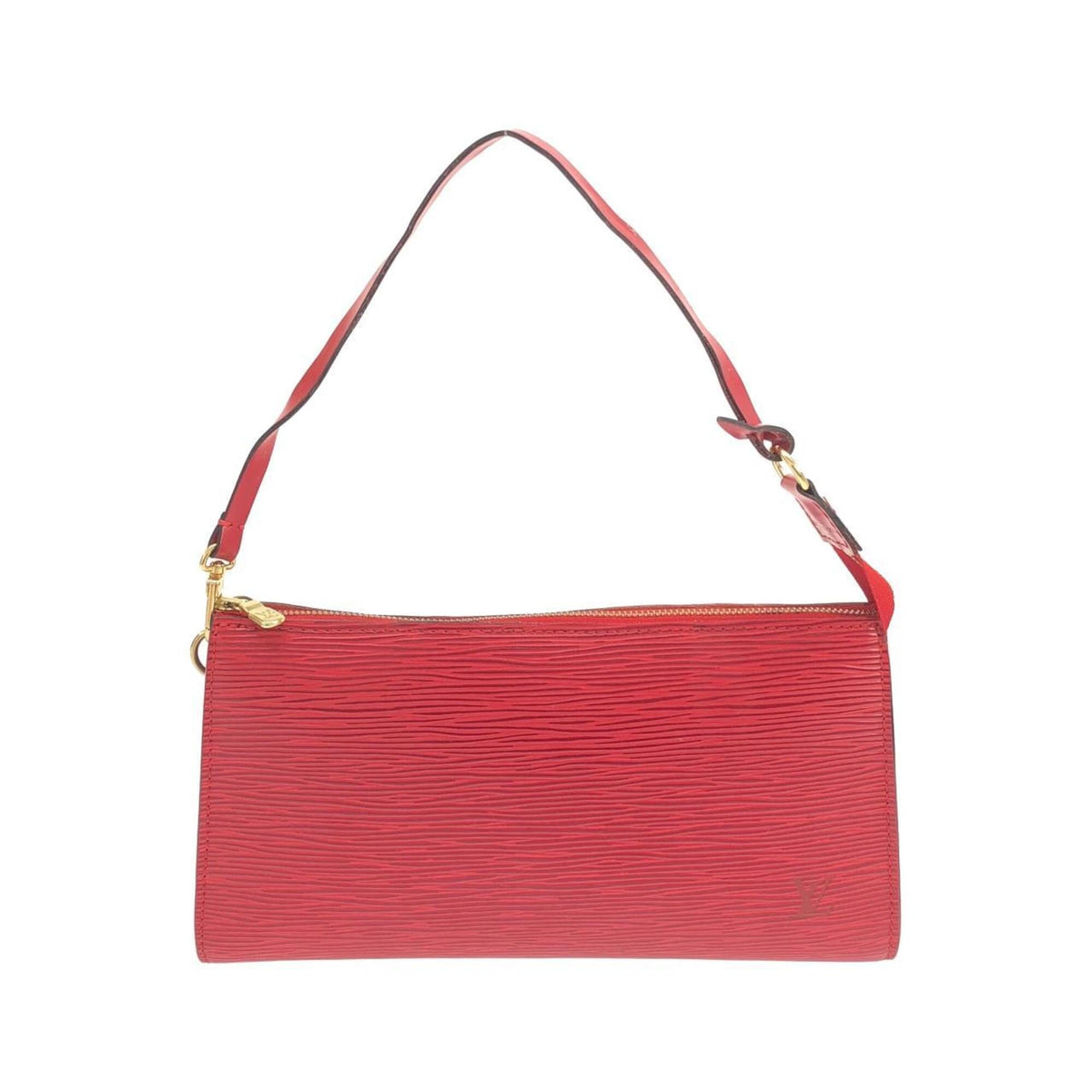 Louis Vuitton Red Color Leather Pochette Pouch (Pre-Owned)