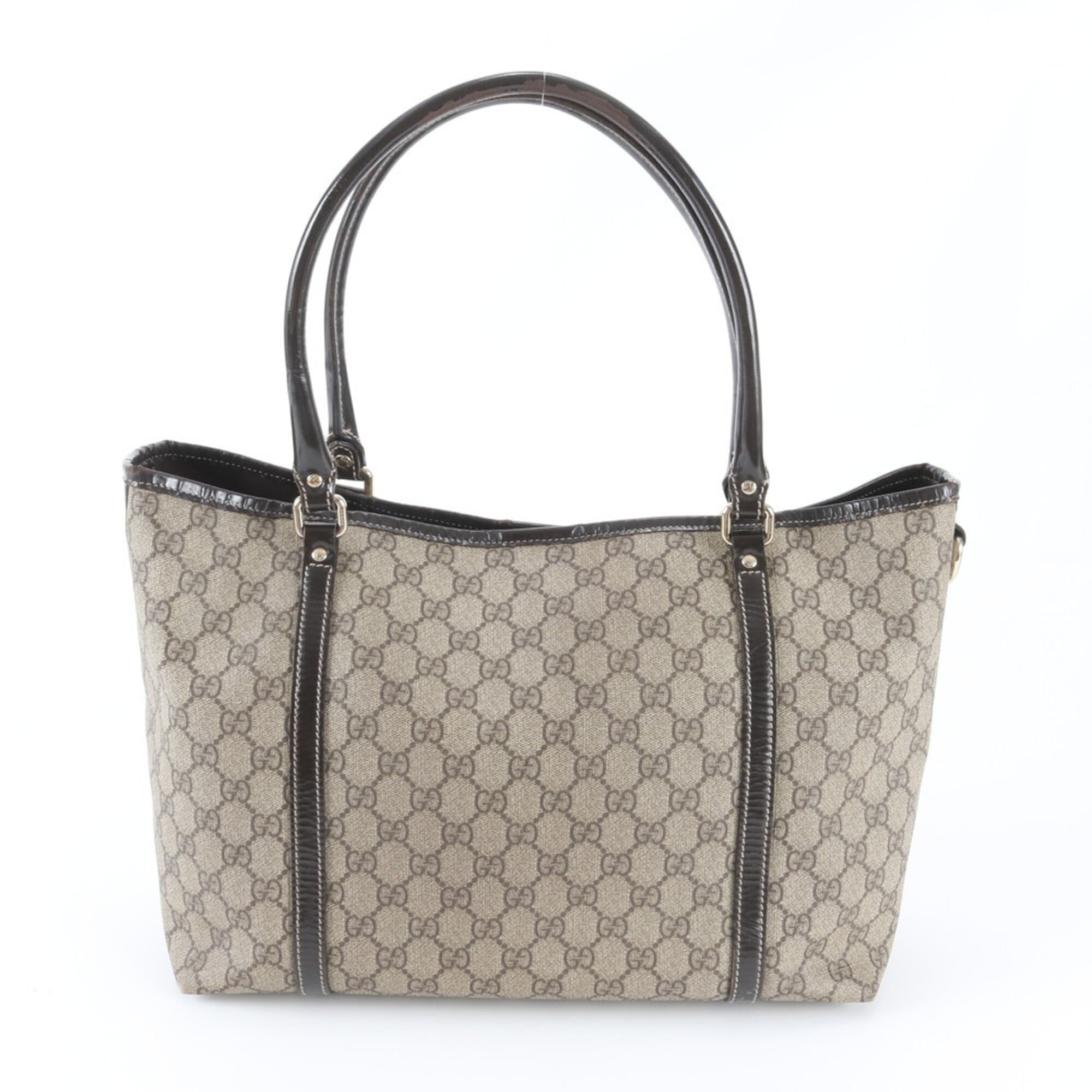 Gucci Beige Brown Leather Coated Canvas Handbag Shoulder Bag Tote Bag (Pre-Owned)