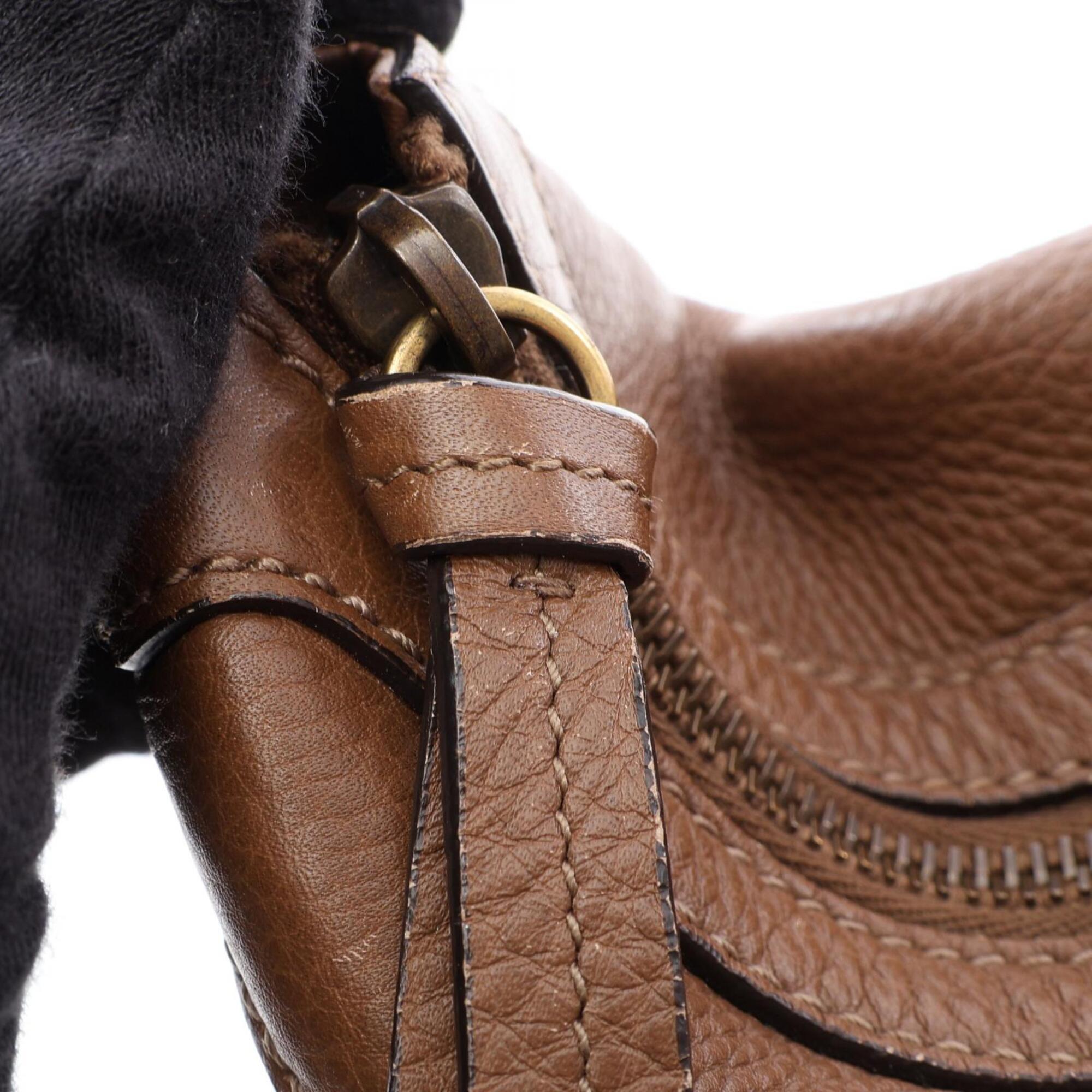 Gucci Brown Leather Handbag Shoulder Bag (Pre-Owned)