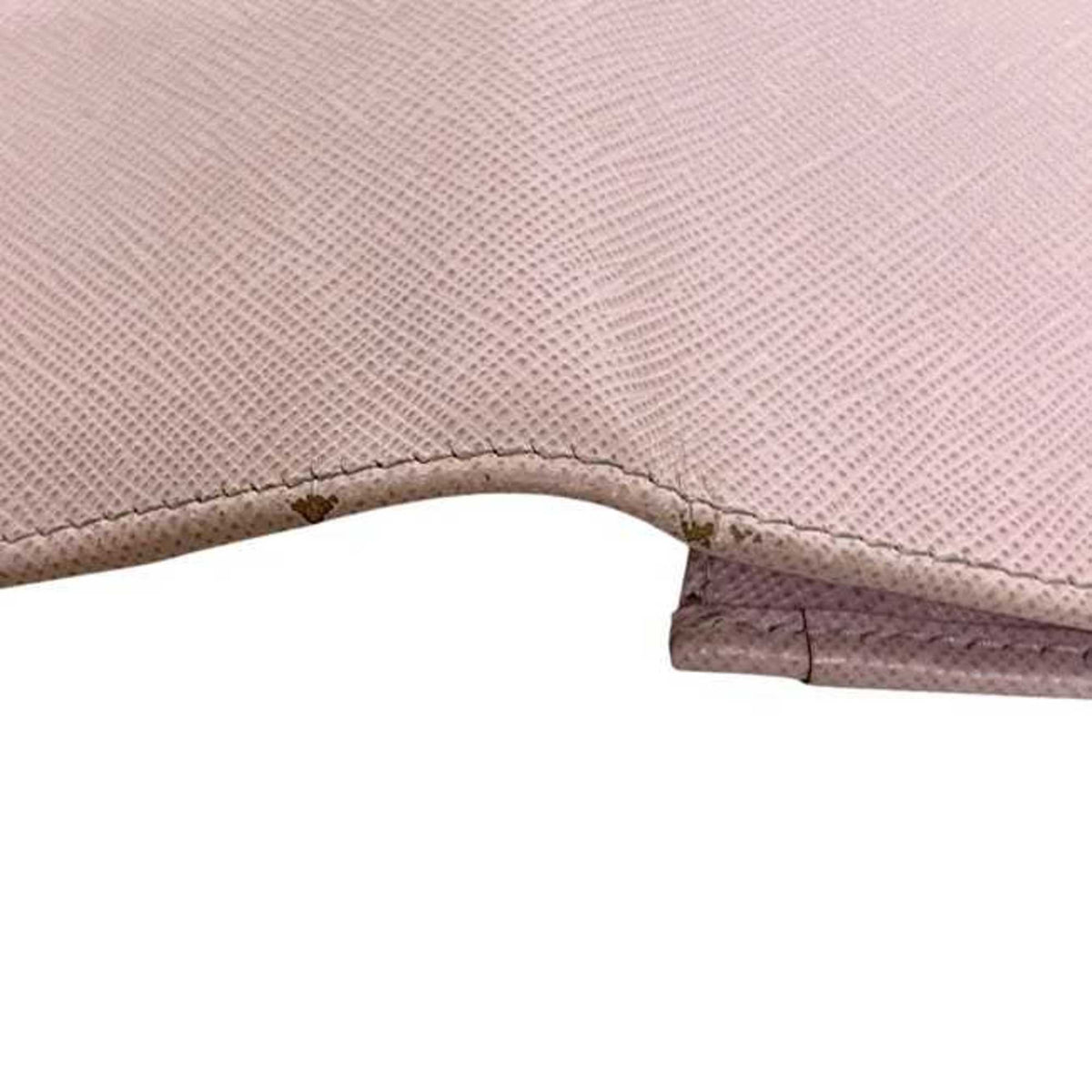Prada Pink Leather Saffiano Triangle Long Wallet (Bi-Fold) (Pre-Owned)